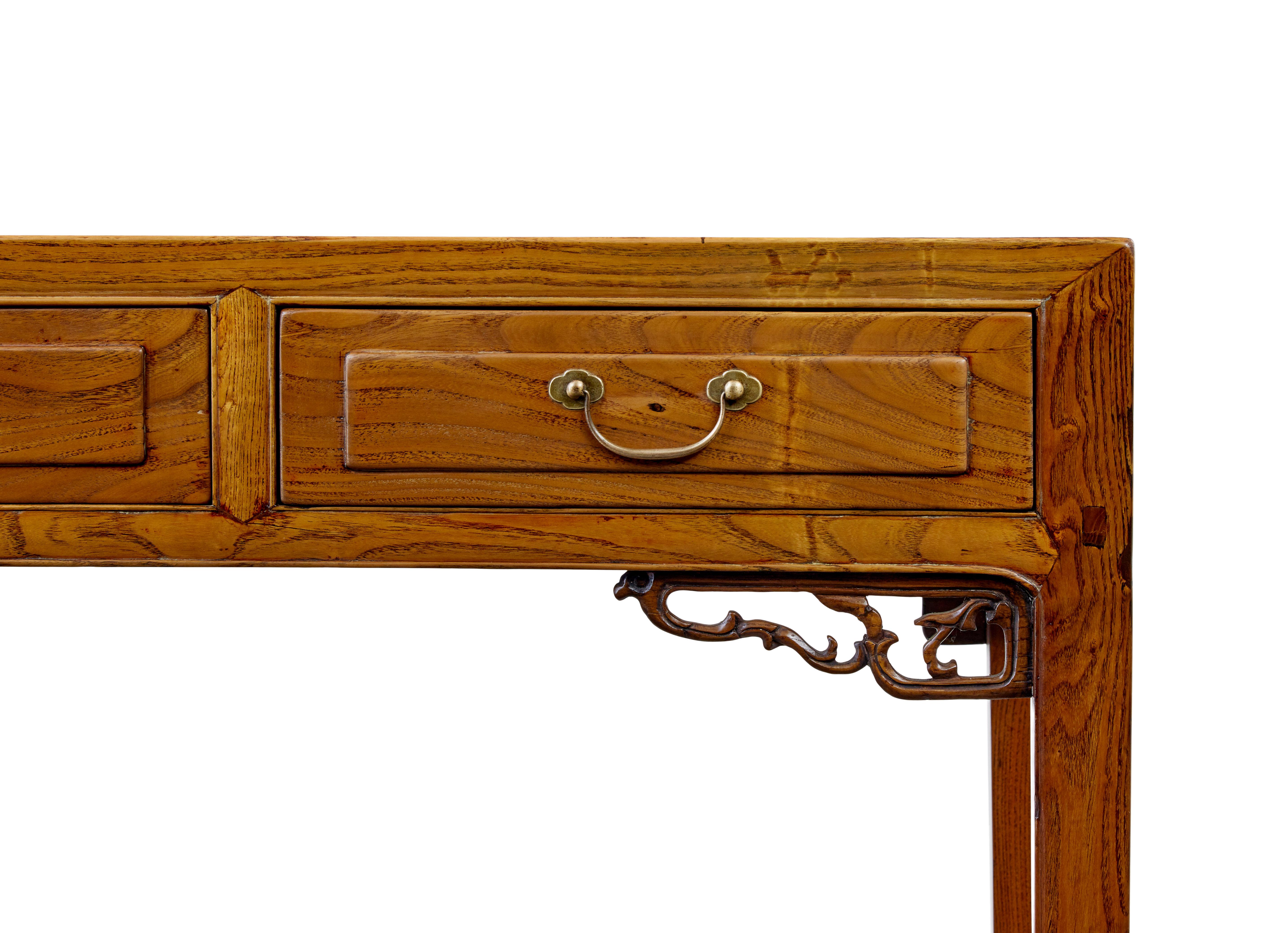 Elm 19th century elm Chinese console table sideboard For Sale