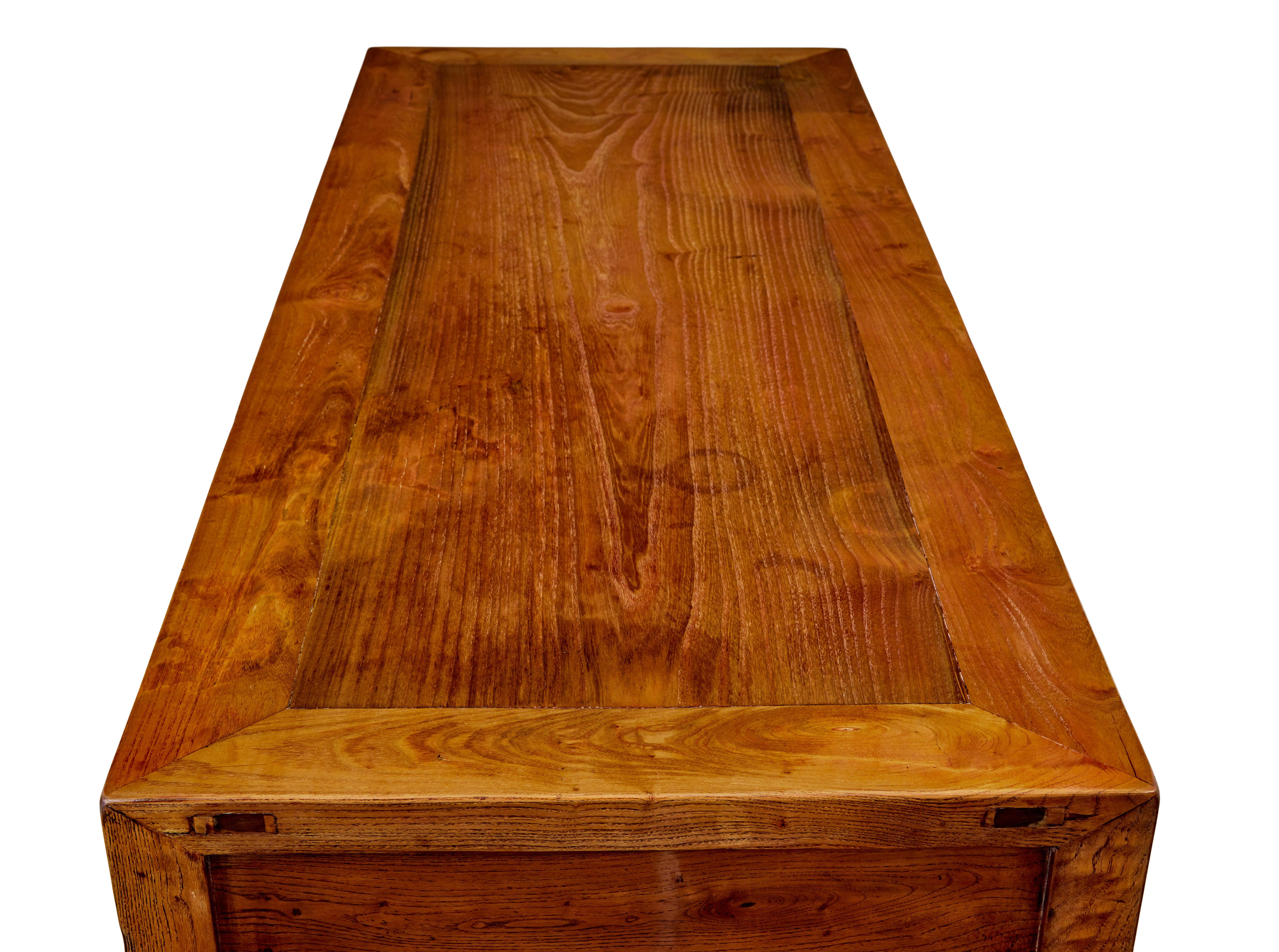 19th century elm Chinese console table sideboard For Sale 1