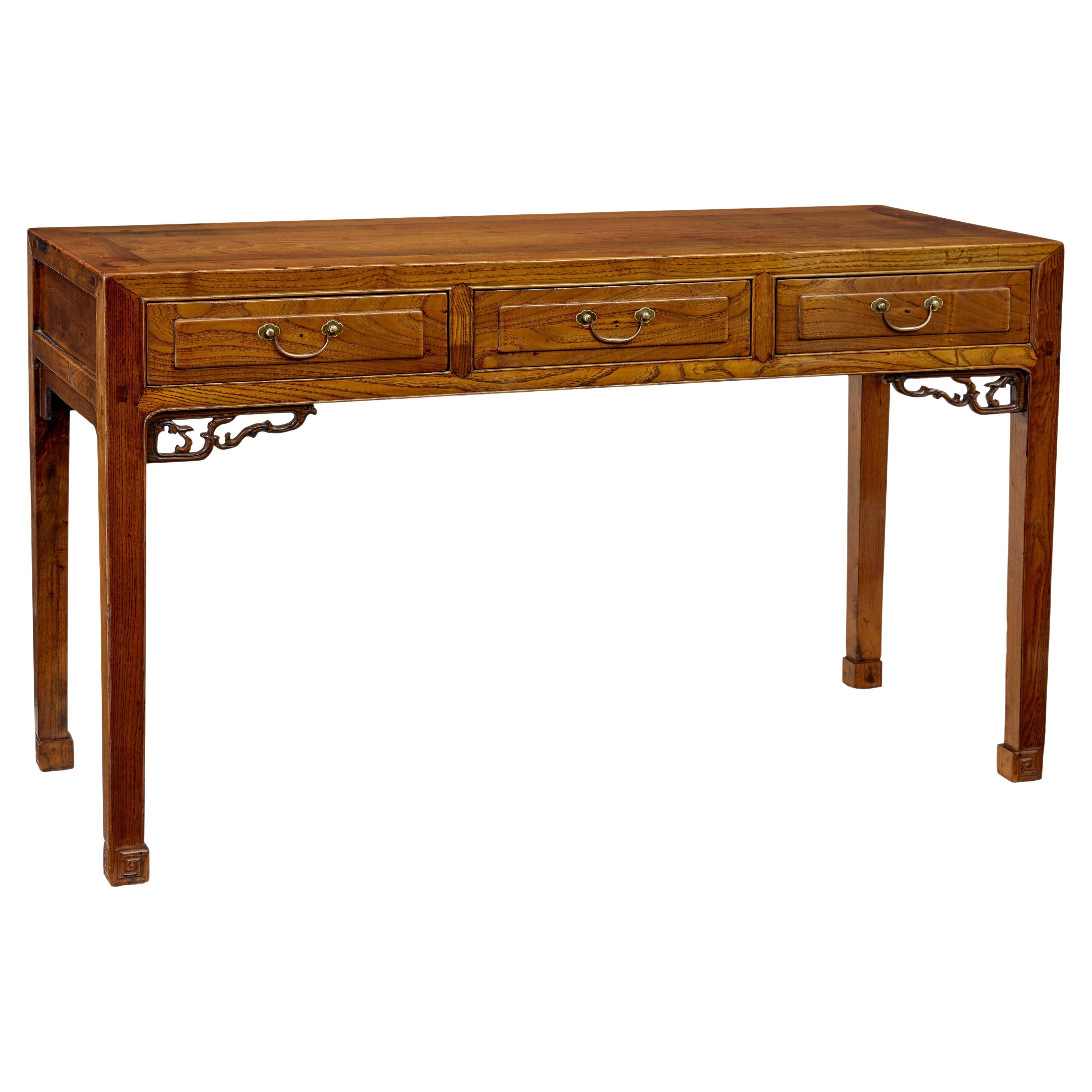 19th century elm Chinese console table sideboard For Sale