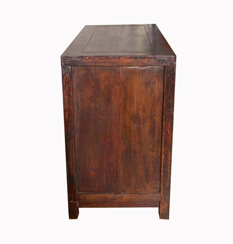 Hand-Crafted 19th Century Elm Coffer Cabinet / Console, Tianjin China For Sale