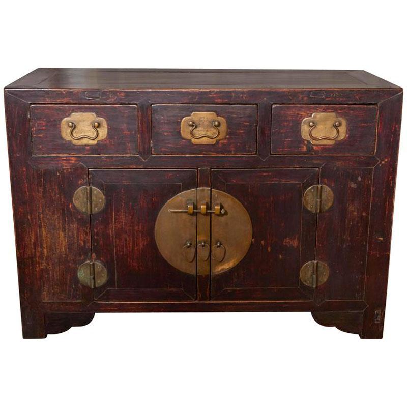 Kofferschrank/Konsole aus Ulmenholz, Tianjin China, 19. Jahrhundert