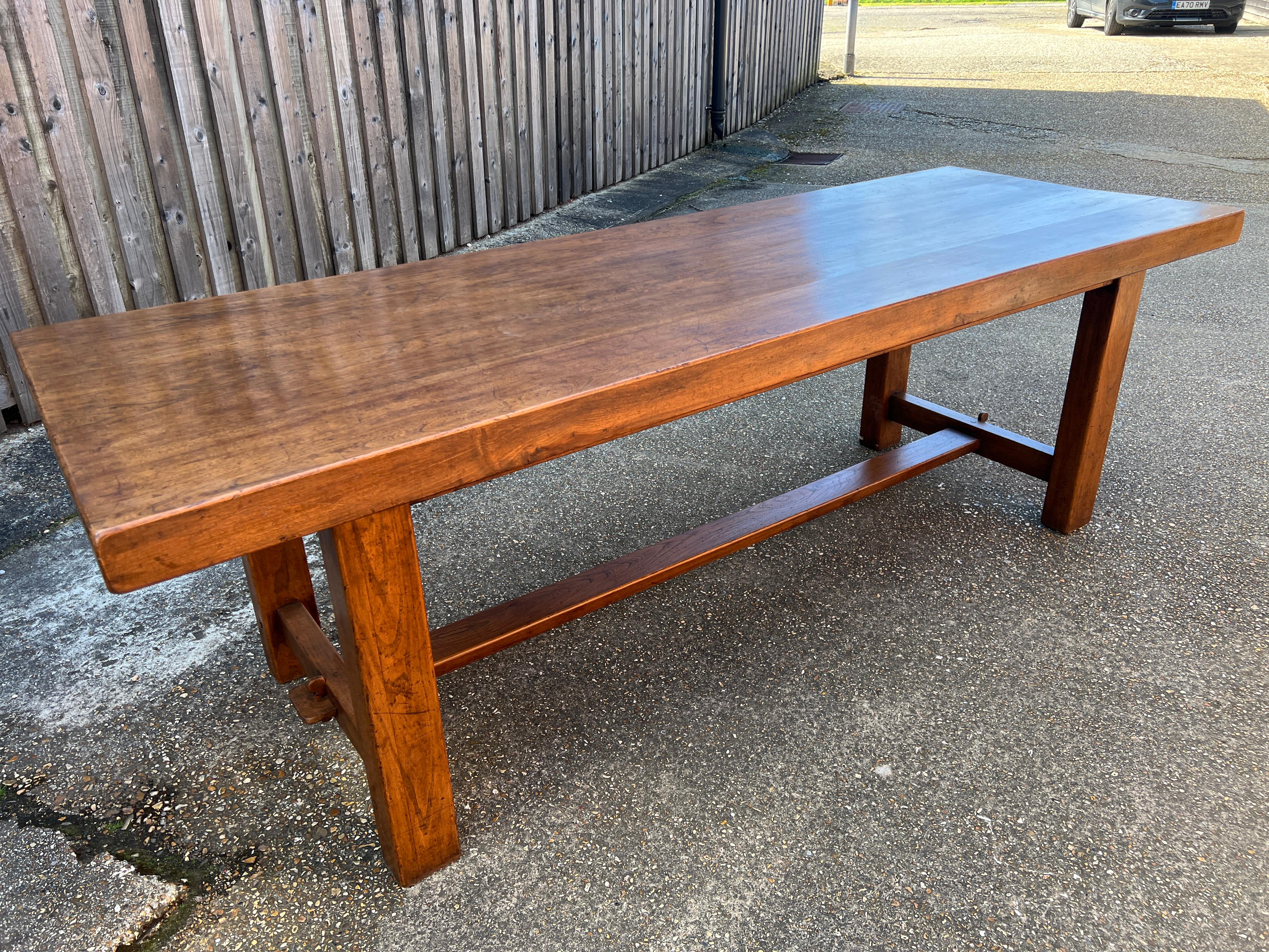 9th Centurt Elm Normandy Table with gorgeous colour and patina. Plenty of leg room at 25.5