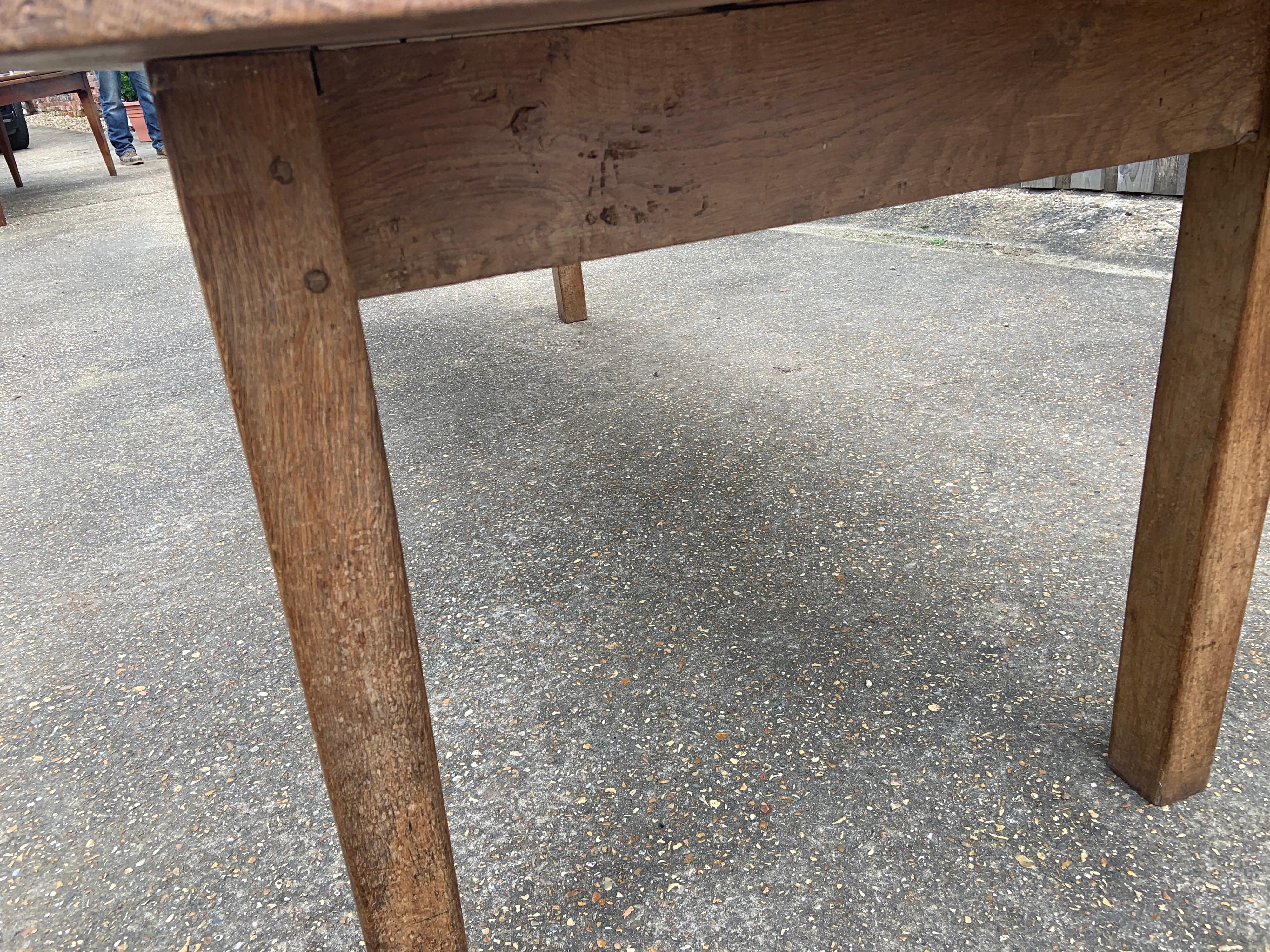 French 19th Century Elm Farmhouse Table with Square Legs