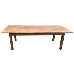 19th Century Elm Farmhouse Table with Square Legs