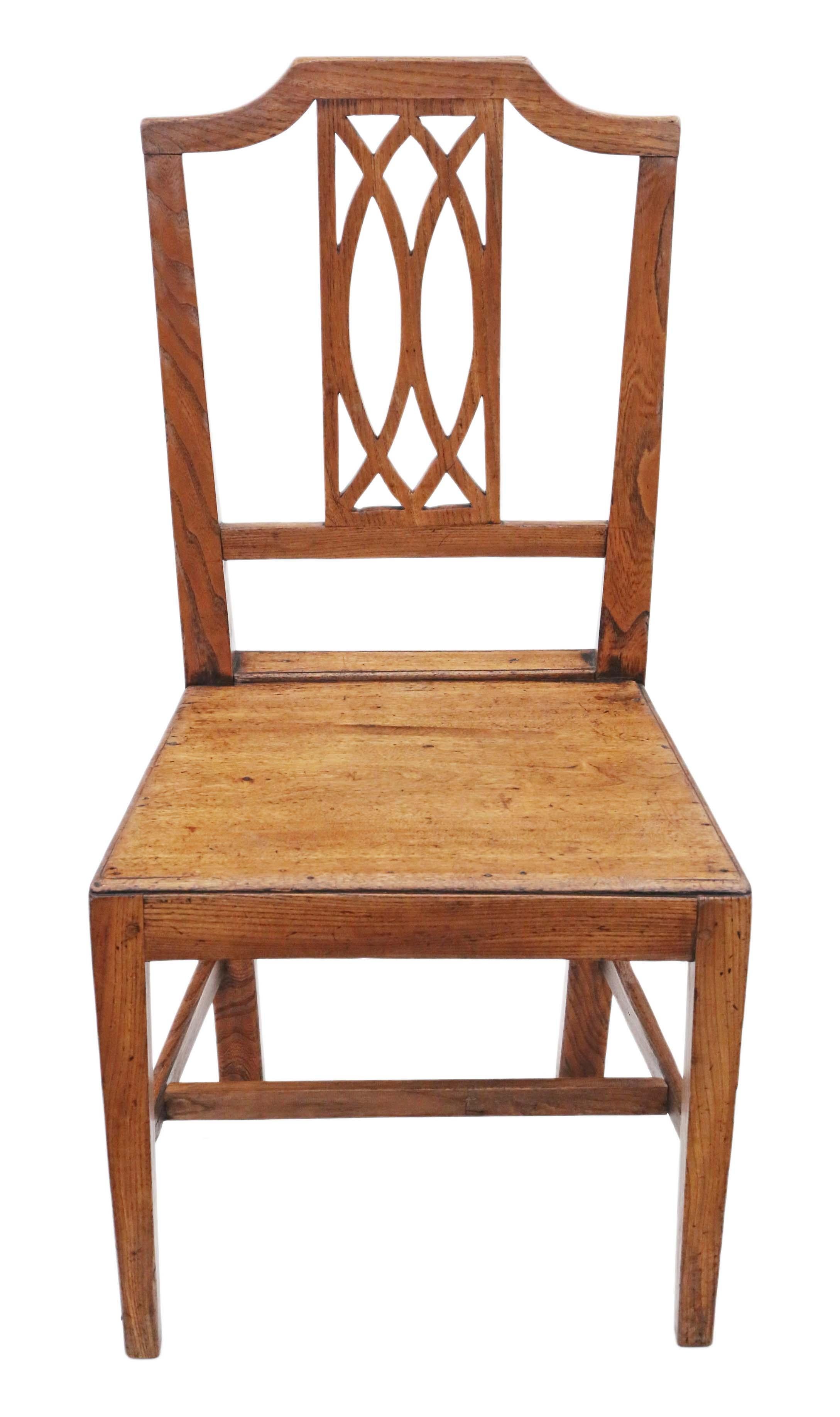 19th Century Elm Kitchen Dining Chairs: Set of 6 (5+1), Antique Quality For Sale 4