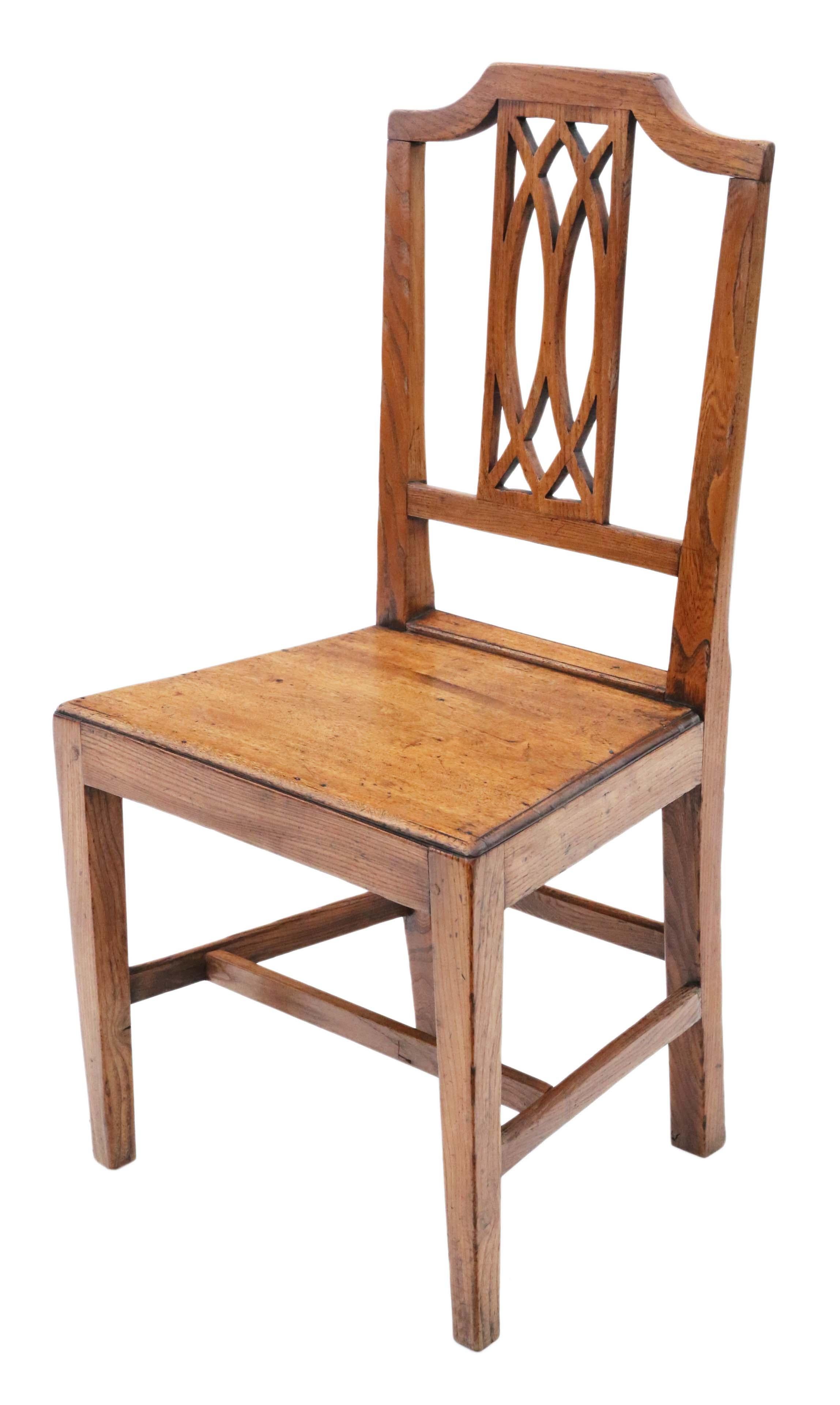 19th Century Elm Kitchen Dining Chairs: Set of 6 (5+1), Antique Quality For Sale 5
