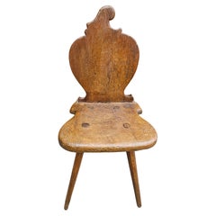 19th Century Elm Swiss Alp Escabelle Chair