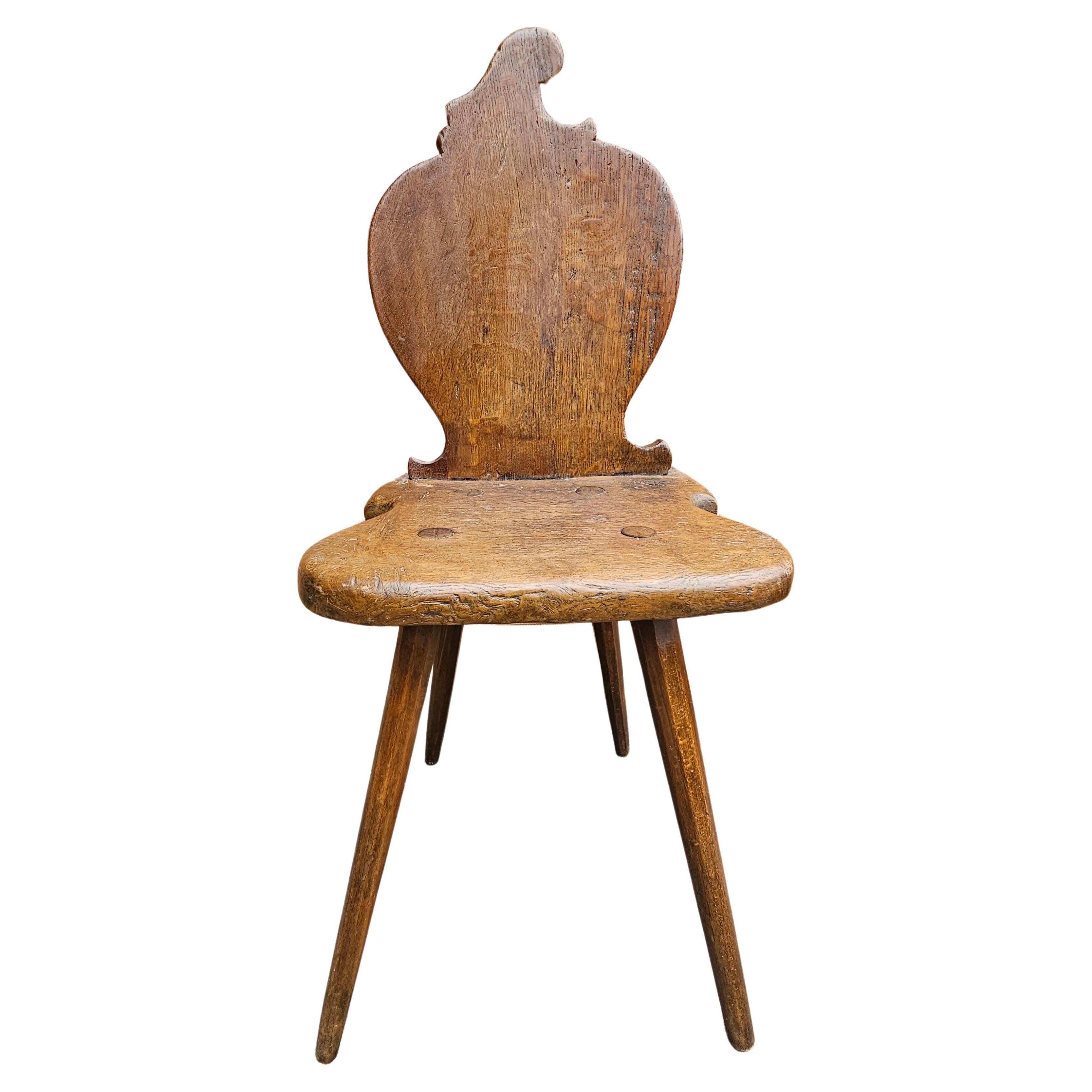 Escabelle-Stuhl aus Ulme, Schweizer Alpen, 19. Jahrhundert im Angebot