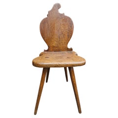 Escabelle-Stuhl aus Ulme, Schweizer Alpen, 19. Jahrhundert