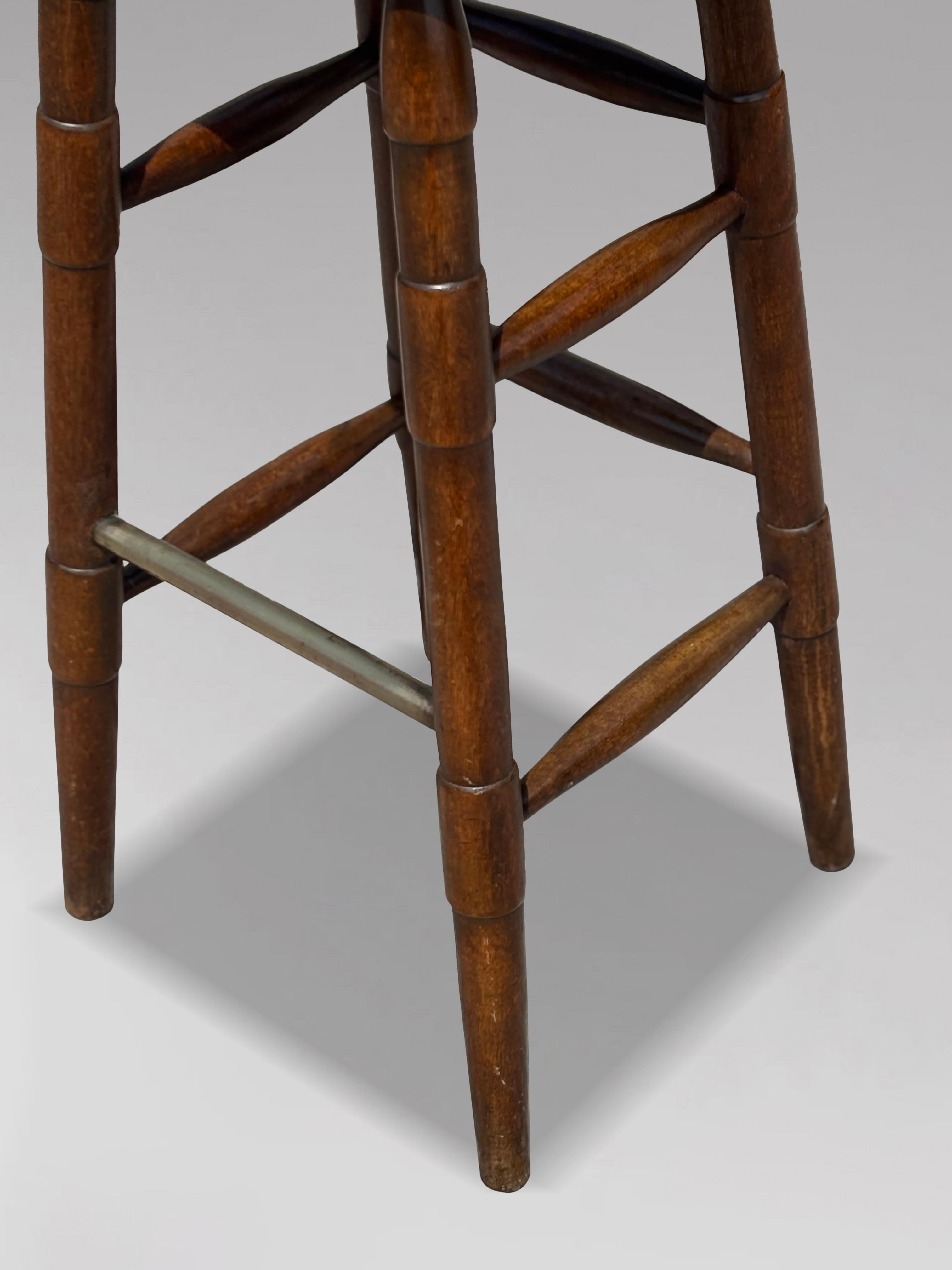 19th Century Elm Tall Bar Saddle Seat Stool In Good Condition For Sale In Petworth,West Sussex, GB