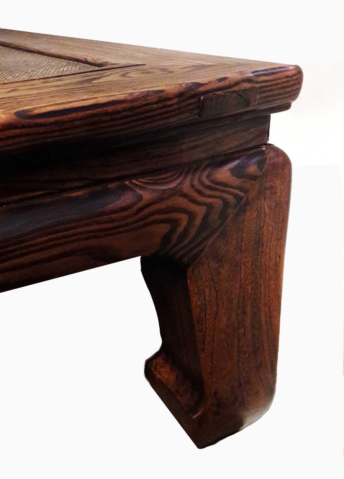 Polished 19th Century Elm Wood Coffee Table from China