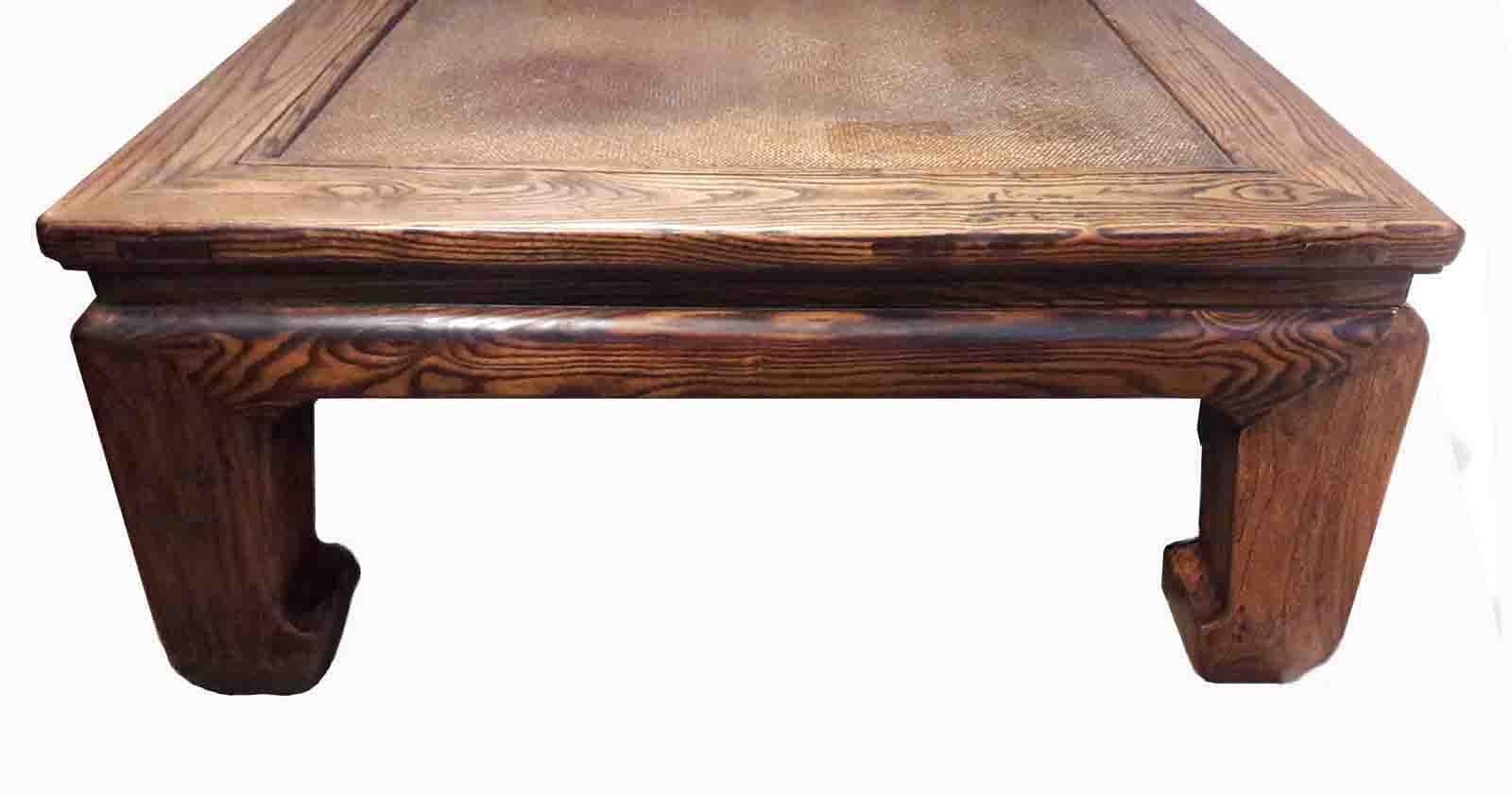 19th Century Elm Wood Coffee Table from China 1