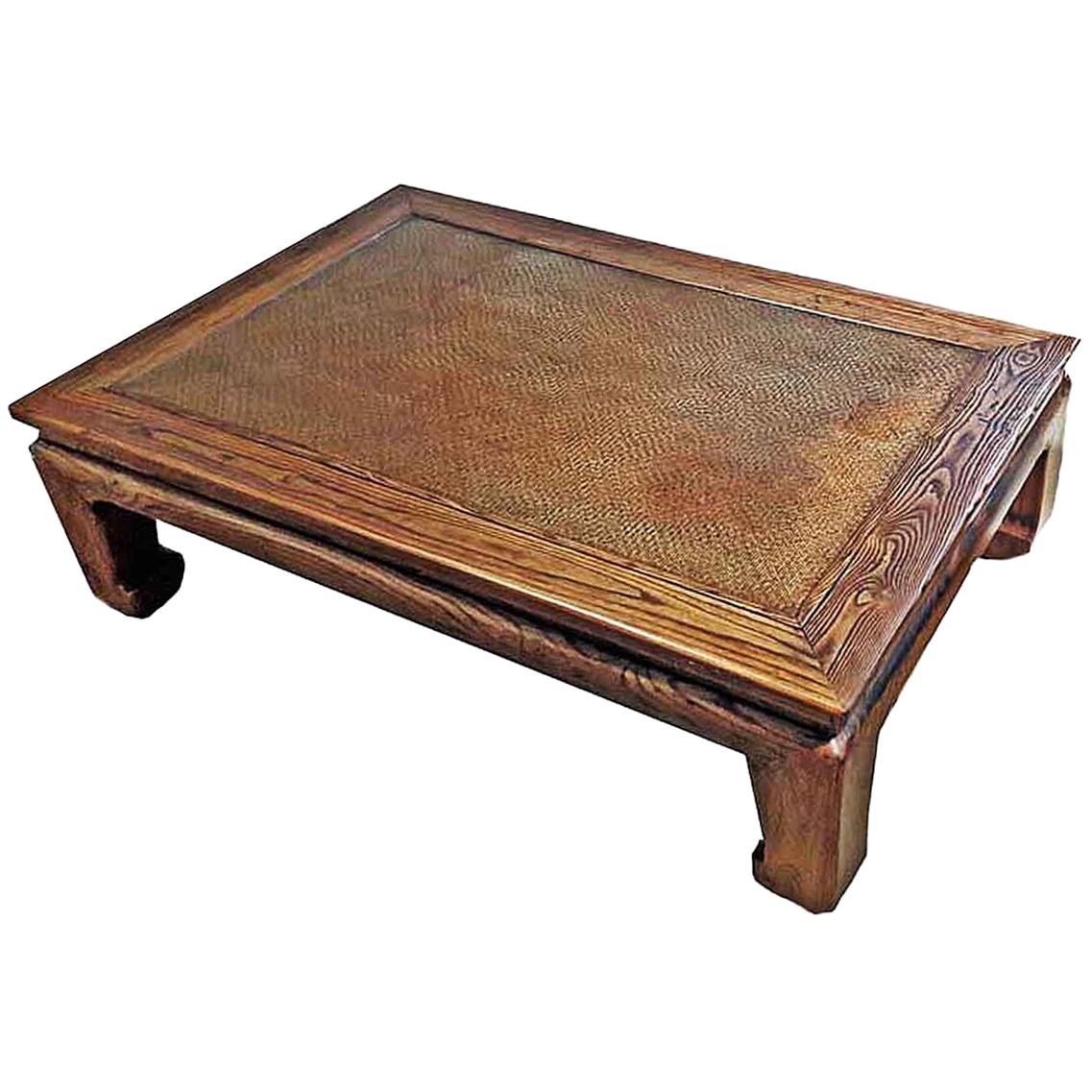 19th Century Elm Wood Coffee Table from China