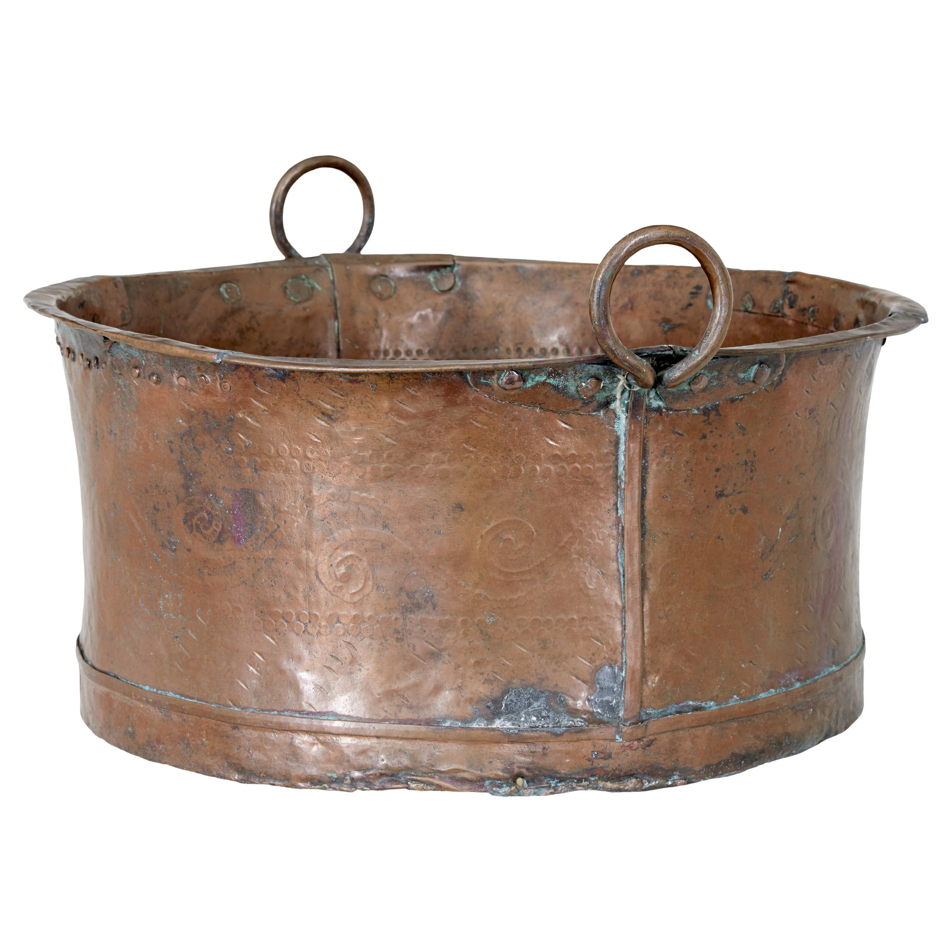 19th Century Large Hammered Copper Pot at 1stDibs