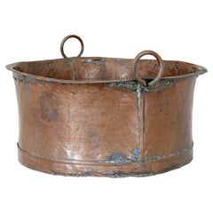 Antique 19th Century Embossed Brass Copper Cooking Pot