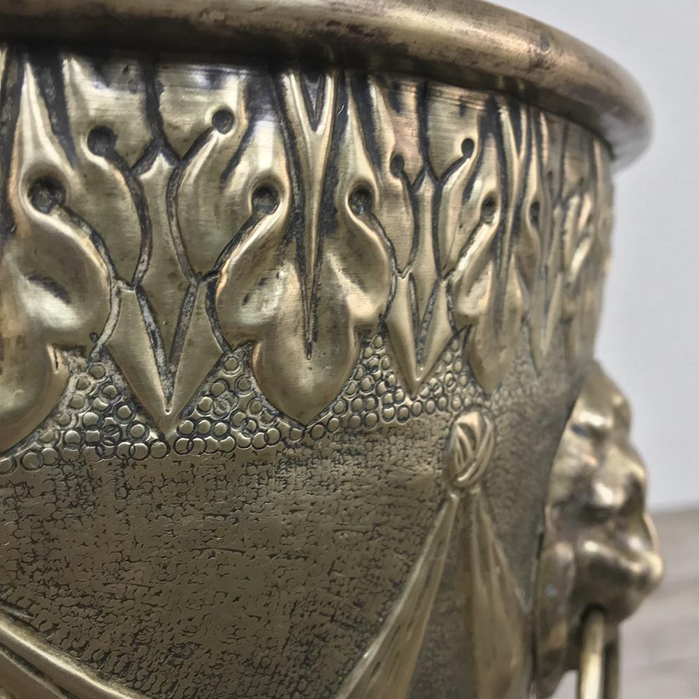 19th Century Embossed Brass Jardiniere 3