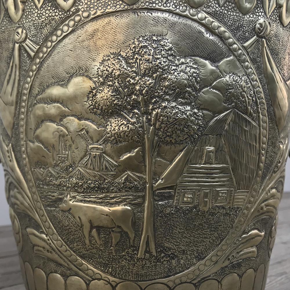 19th Century Embossed Brass Jardiniere 2