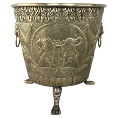 19th Century Embossed Brass Jardiniere