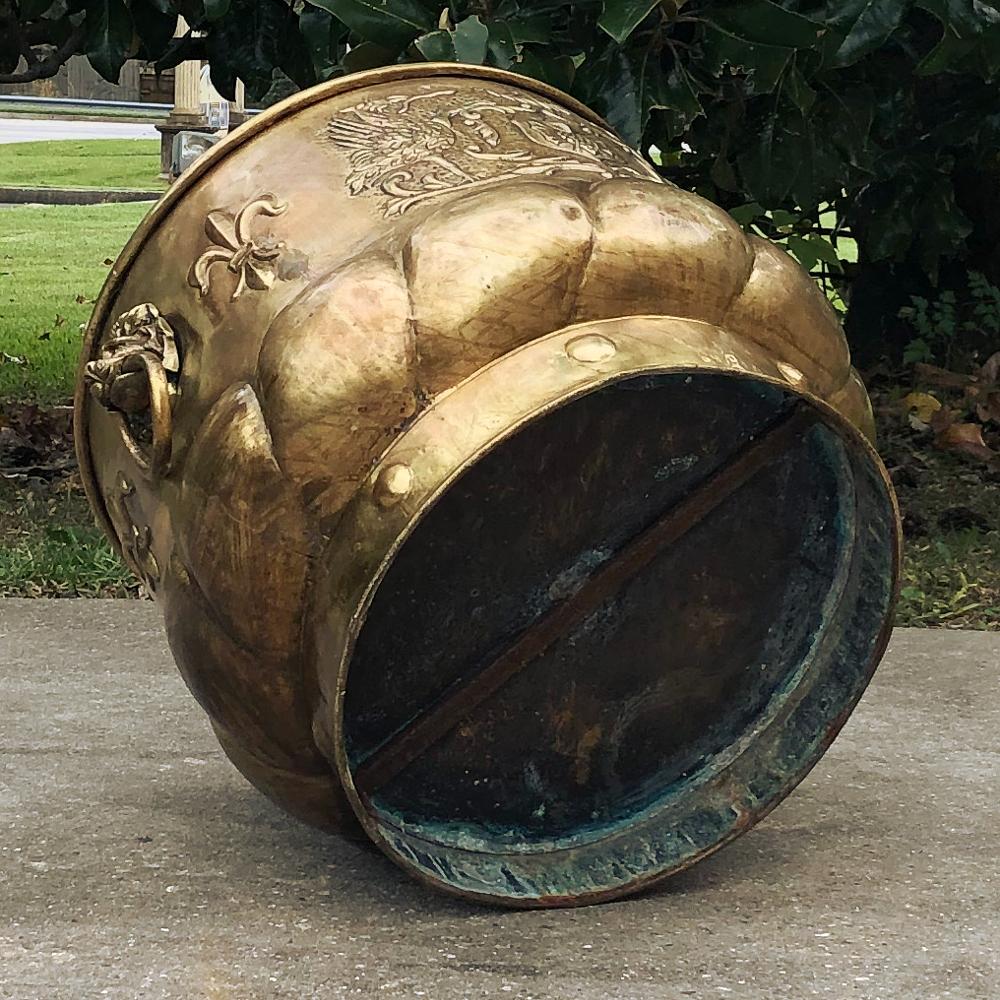 19th Century Embossed Brass Jardiniere or Planter 1