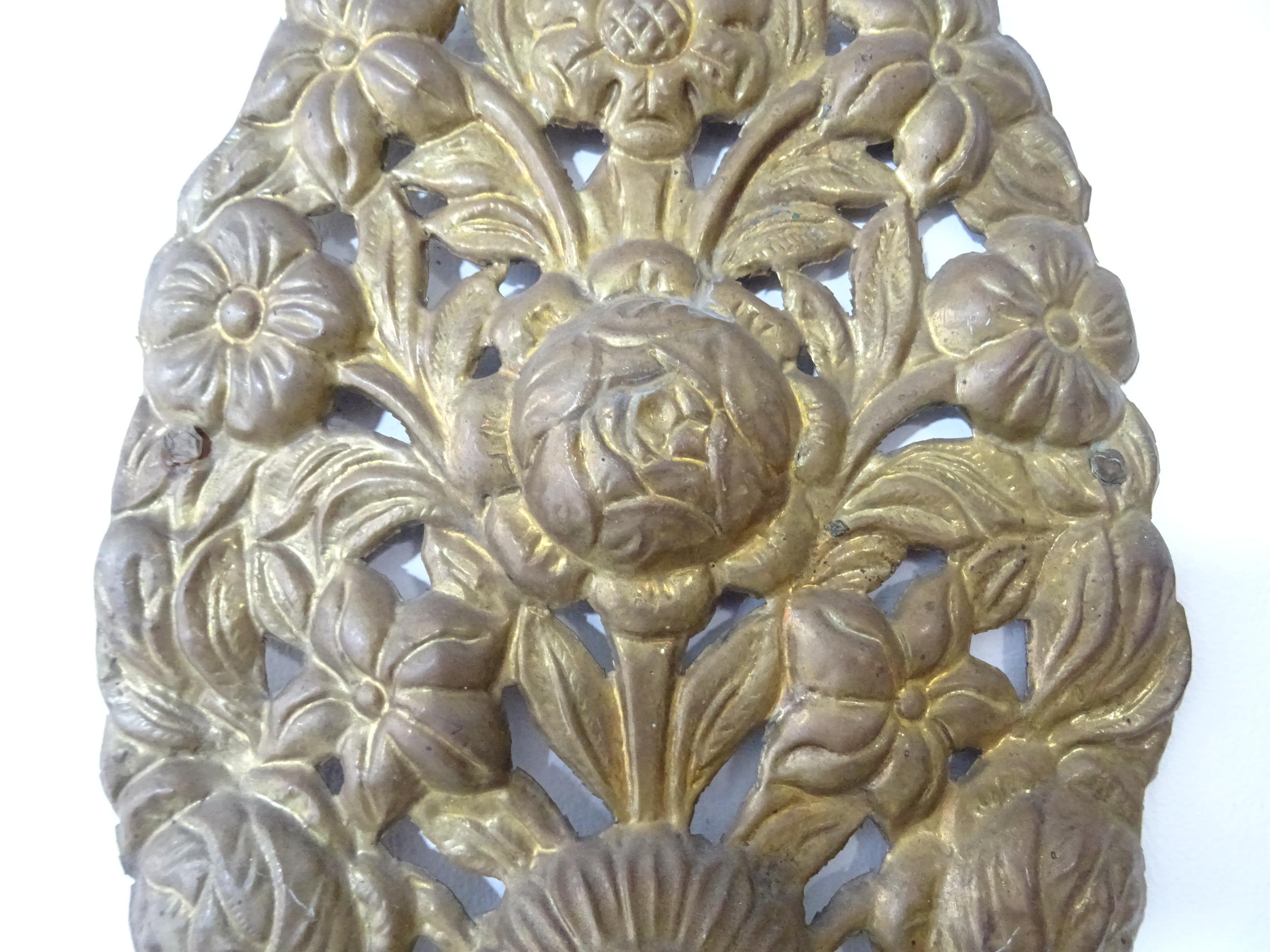 Bronze 19th Century Embossed Dark Copper Floral 