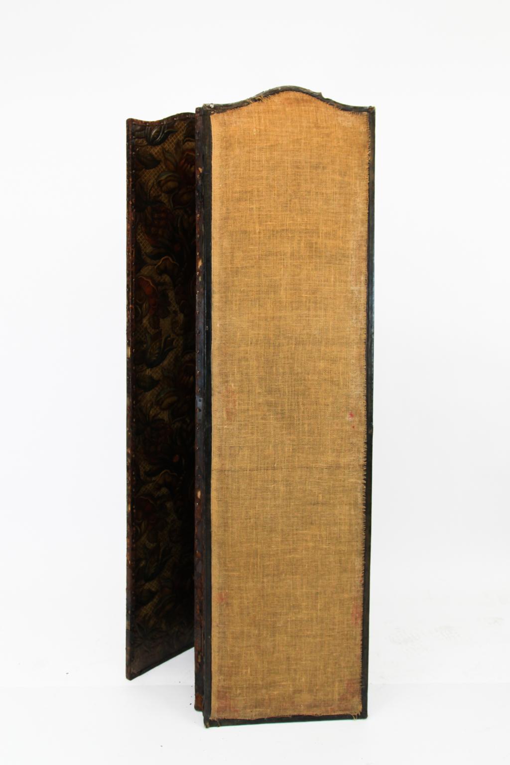 Paravent quadruple en cuir gaufré du XIXe siècle 6