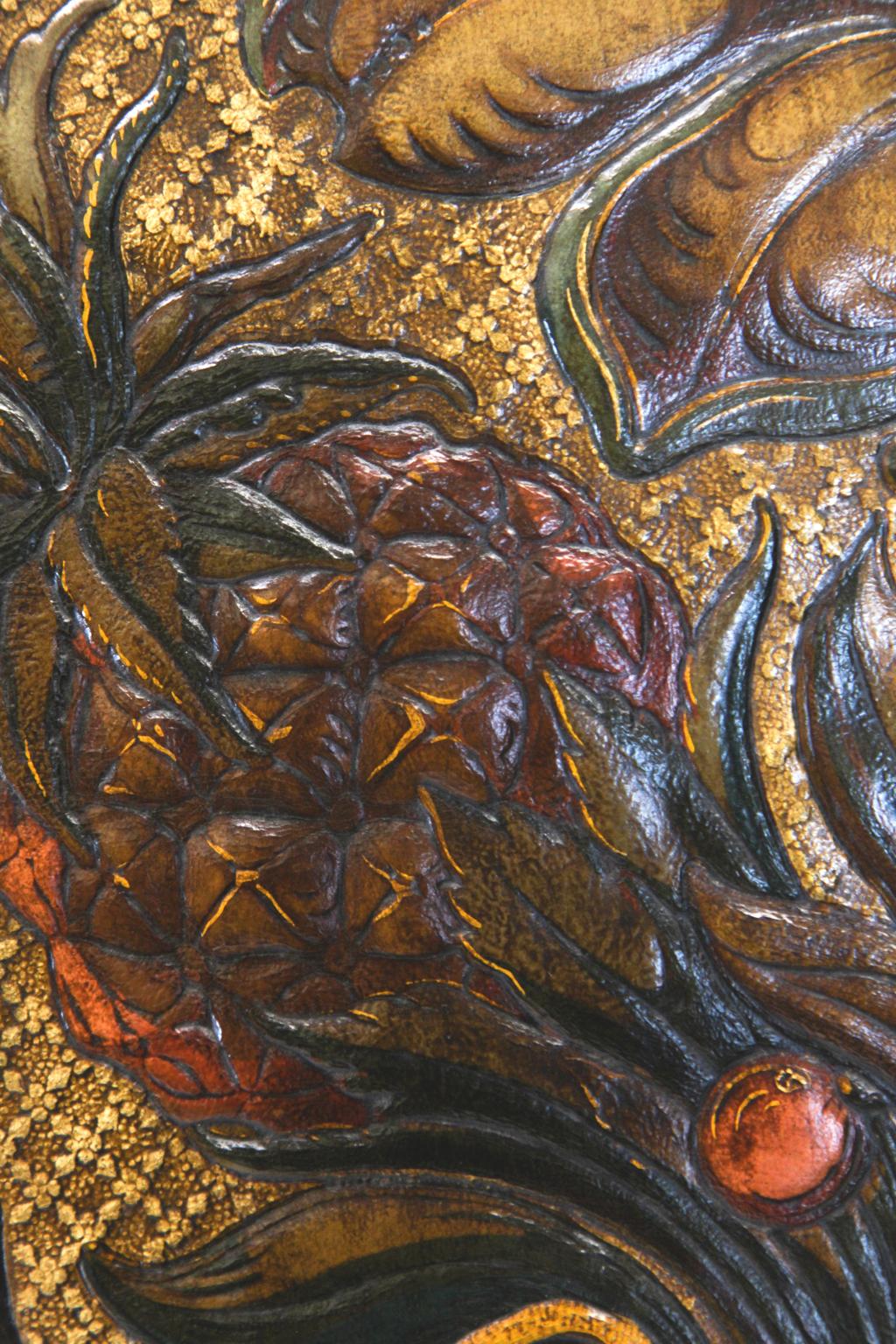 Paravent quadruple en cuir gaufré du XIXe siècle 1