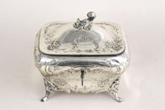 19th Century Embossed Silver Jewelry Box, Diana Head Hallmark, Austria ca. 1870