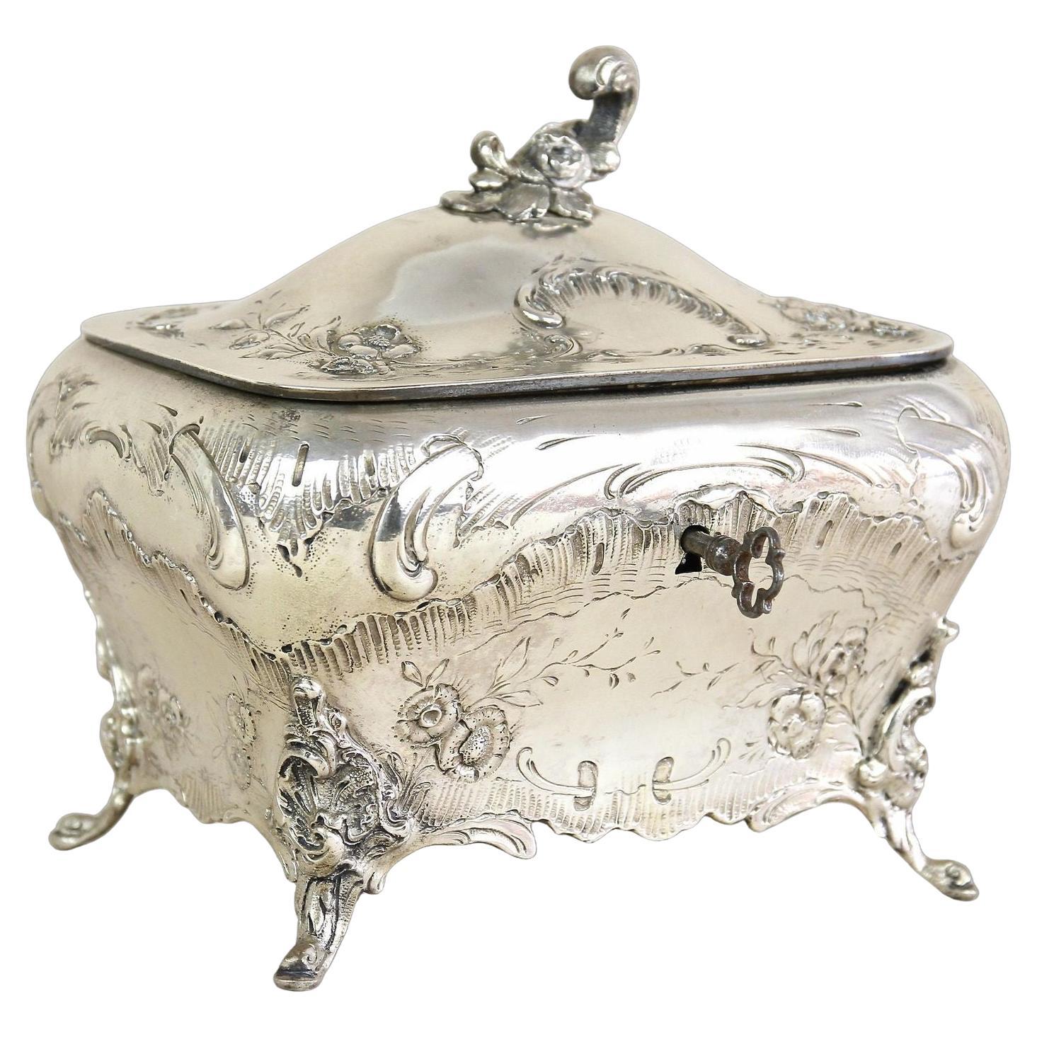 19th Century Embossed Silver Jewelry Box, Diana Head Hallmark, Austria ca. 1870