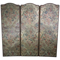 19th Century Embossed Three-Panel Leather Screen