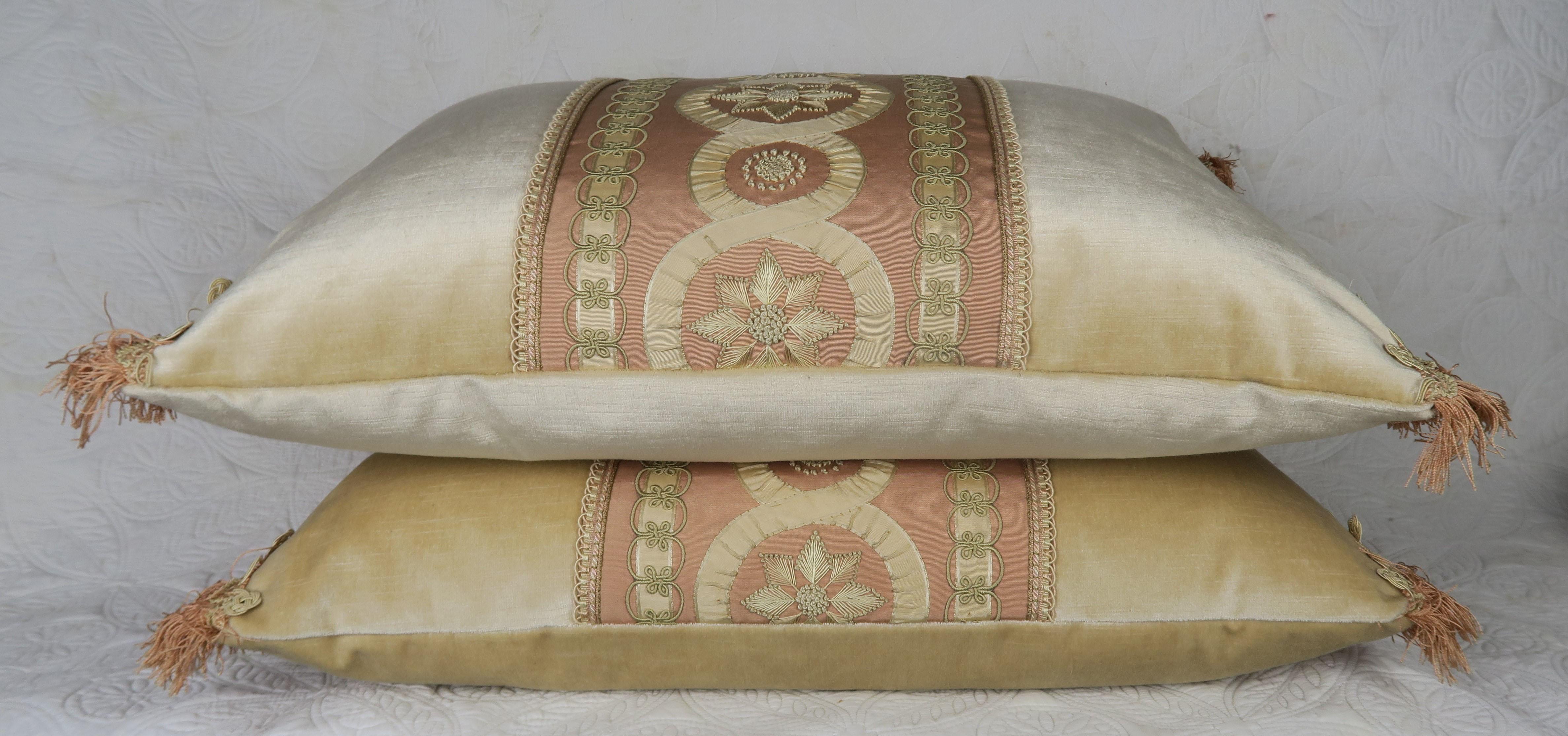 Contemporary 19th Century Embroidered Silk and Velvet Pillows by Melissa Levinson