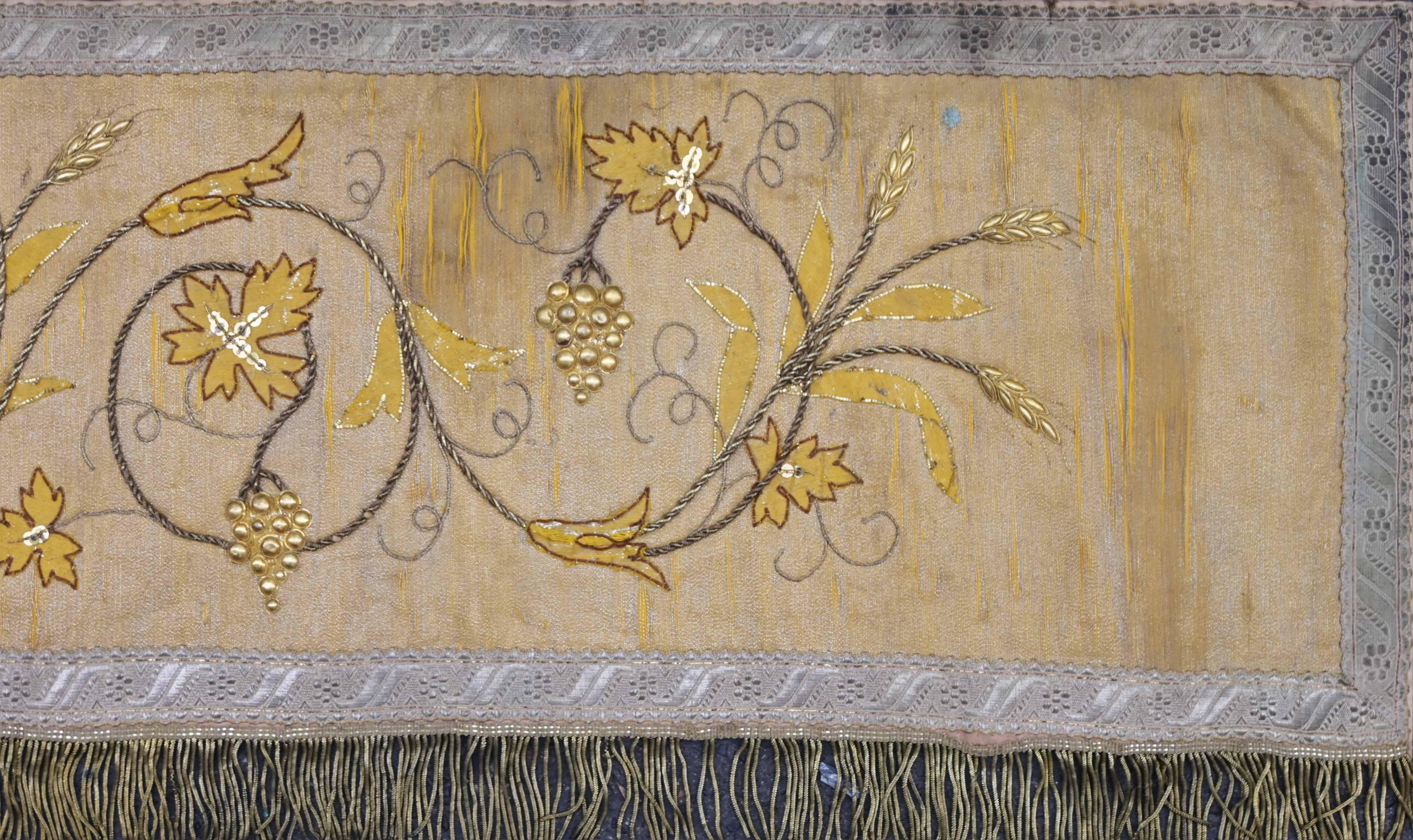 Hand-Woven 19th-Century Embroidery, Religious Element 