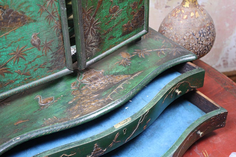 19th Century Emerald Green Chinoiserie Country House Dressing Table Mirror  at 1stDibs