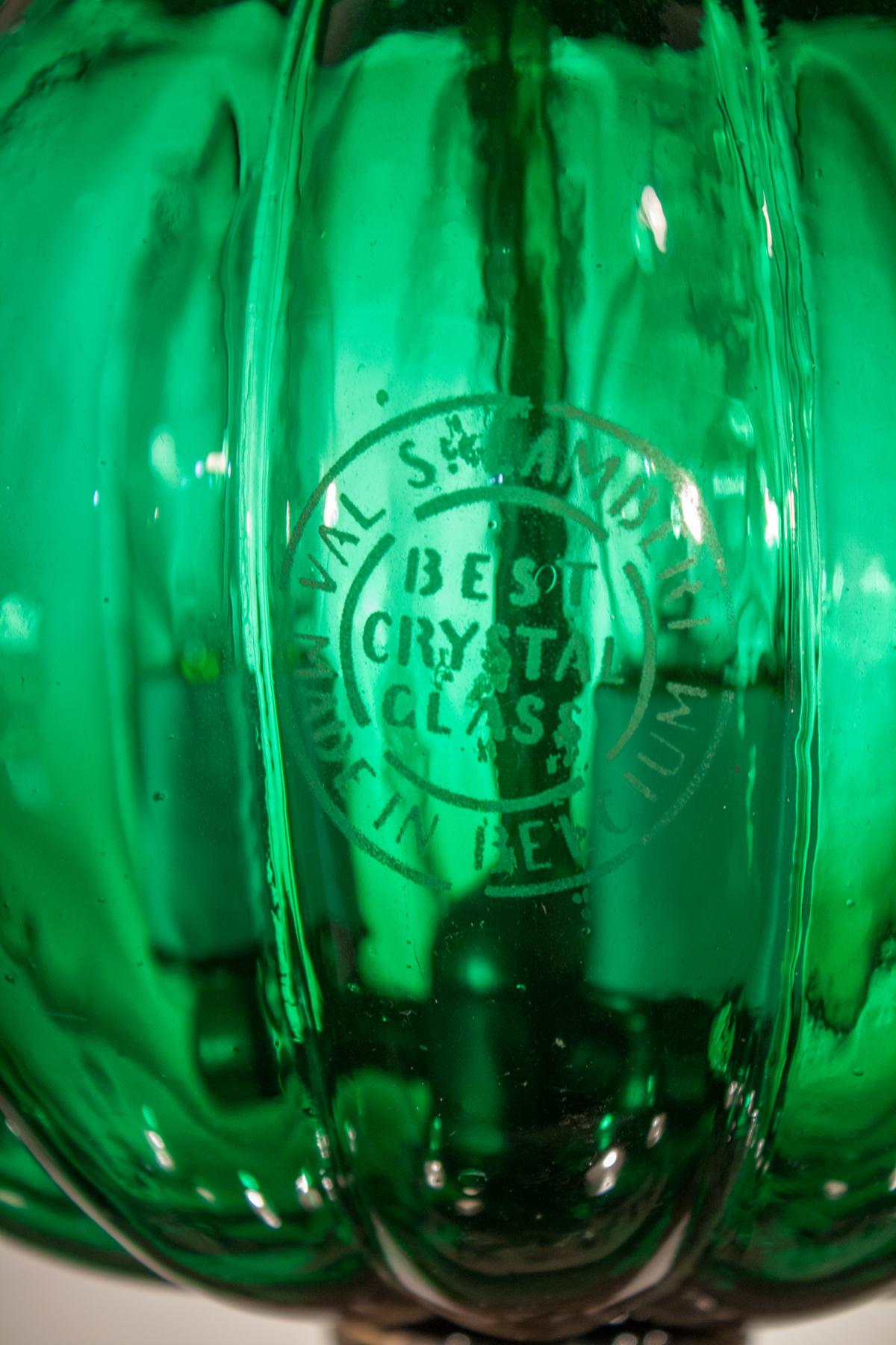 Antique Emerald Green Pumpkin or Melon Bell Jar Lantern 2