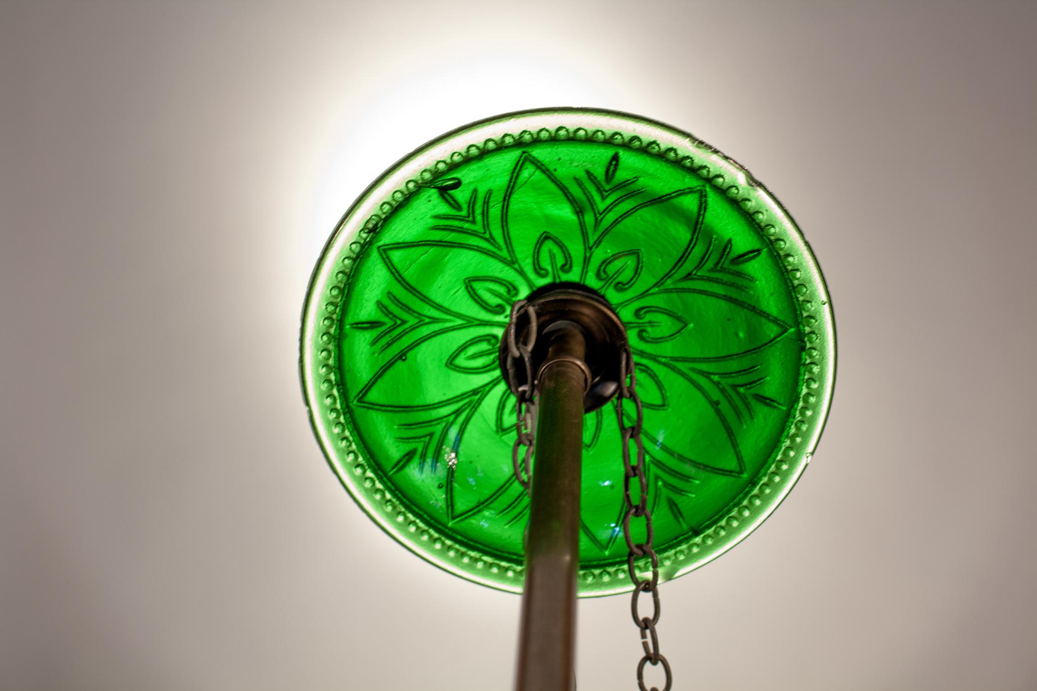 19th Century Emerald Green Pumpkin or Melon Bell Jar Lantern 6