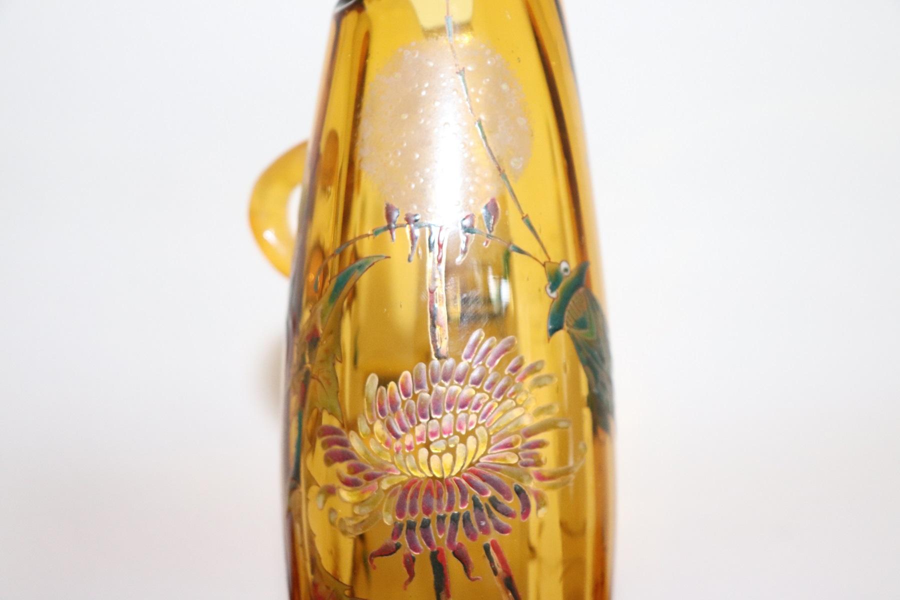 19th Century Emile Gallé French Vase in Transparent Amber Color Glass 6
