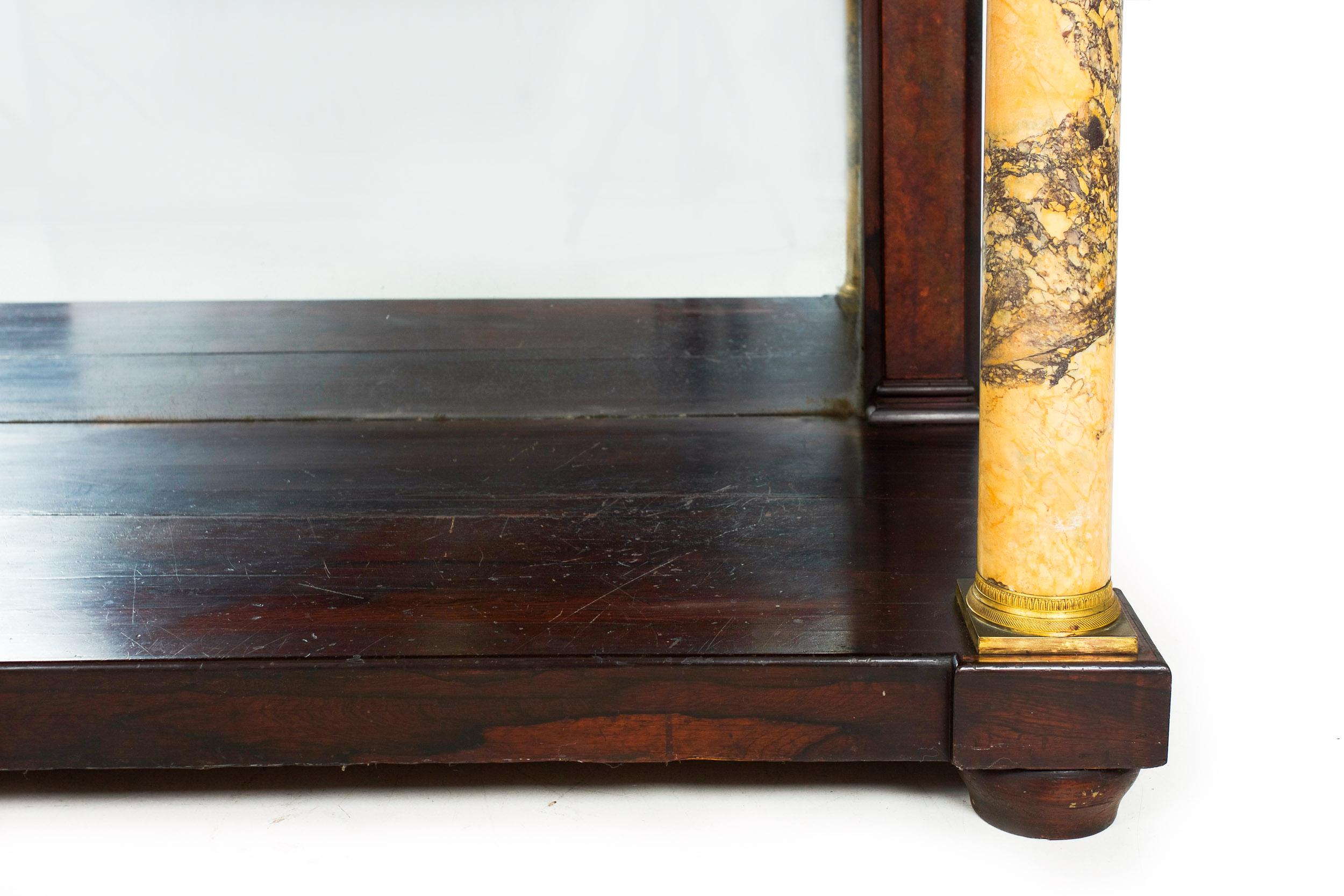 19th Century Empire Antique Mahogany Marble Top Pier Console Table For Sale 8
