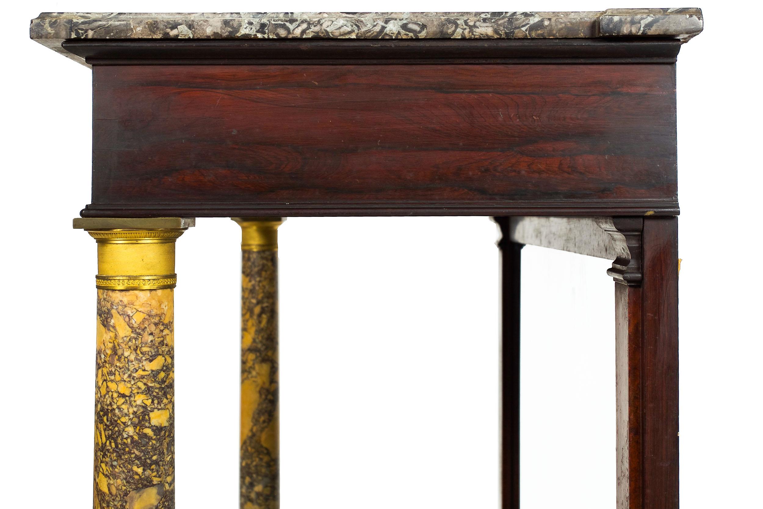 19th Century Empire Antique Mahogany Marble Top Pier Console Table For Sale 9