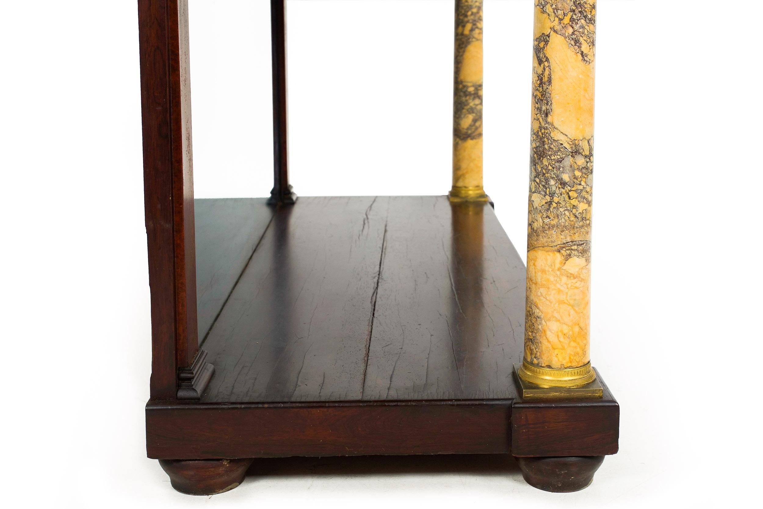 19th Century Empire Antique Mahogany Marble Top Pier Console Table For Sale 12