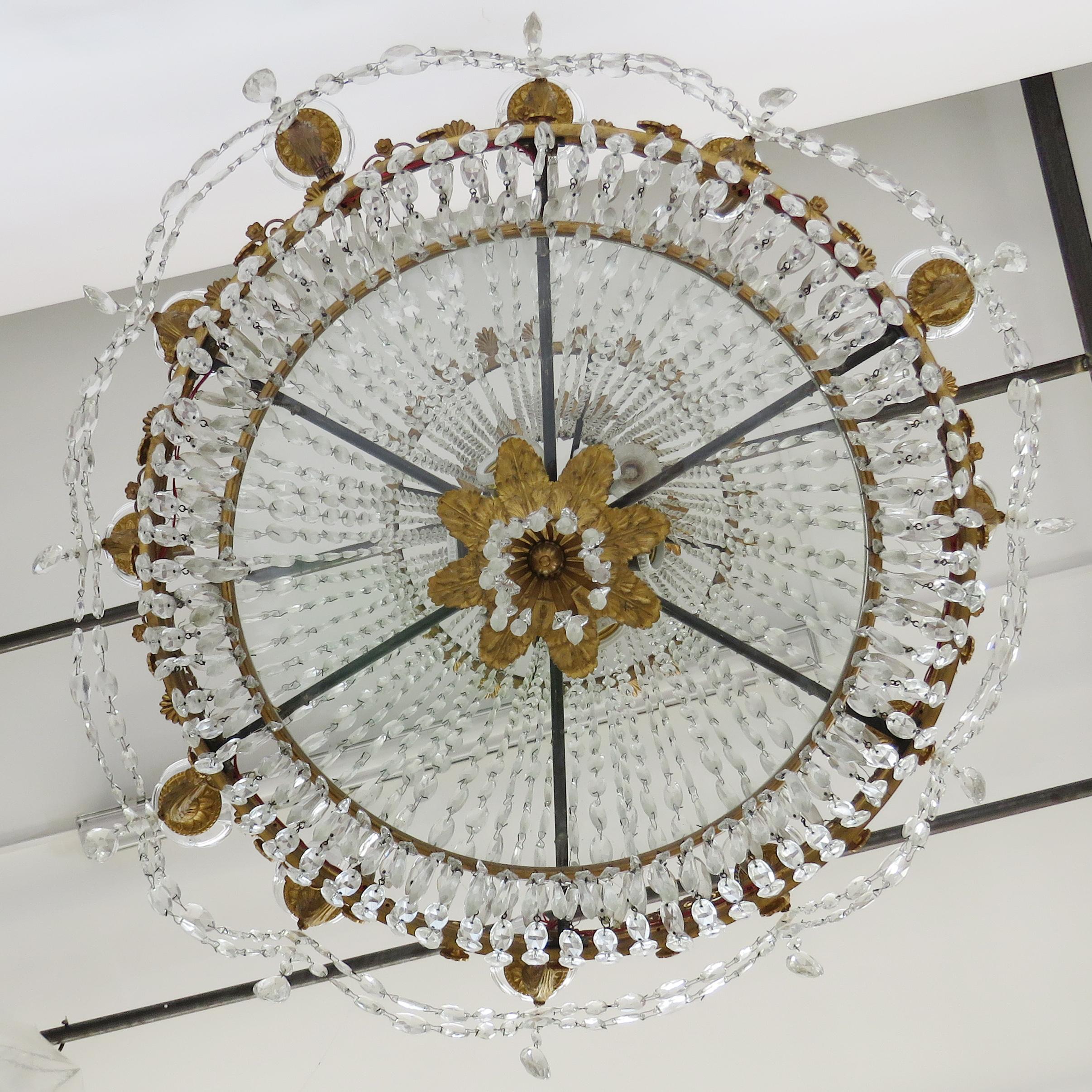 19th Century Empire Baccarat Style Gilt Bronze and Crystal Chandelier, 24 Lights For Sale 8