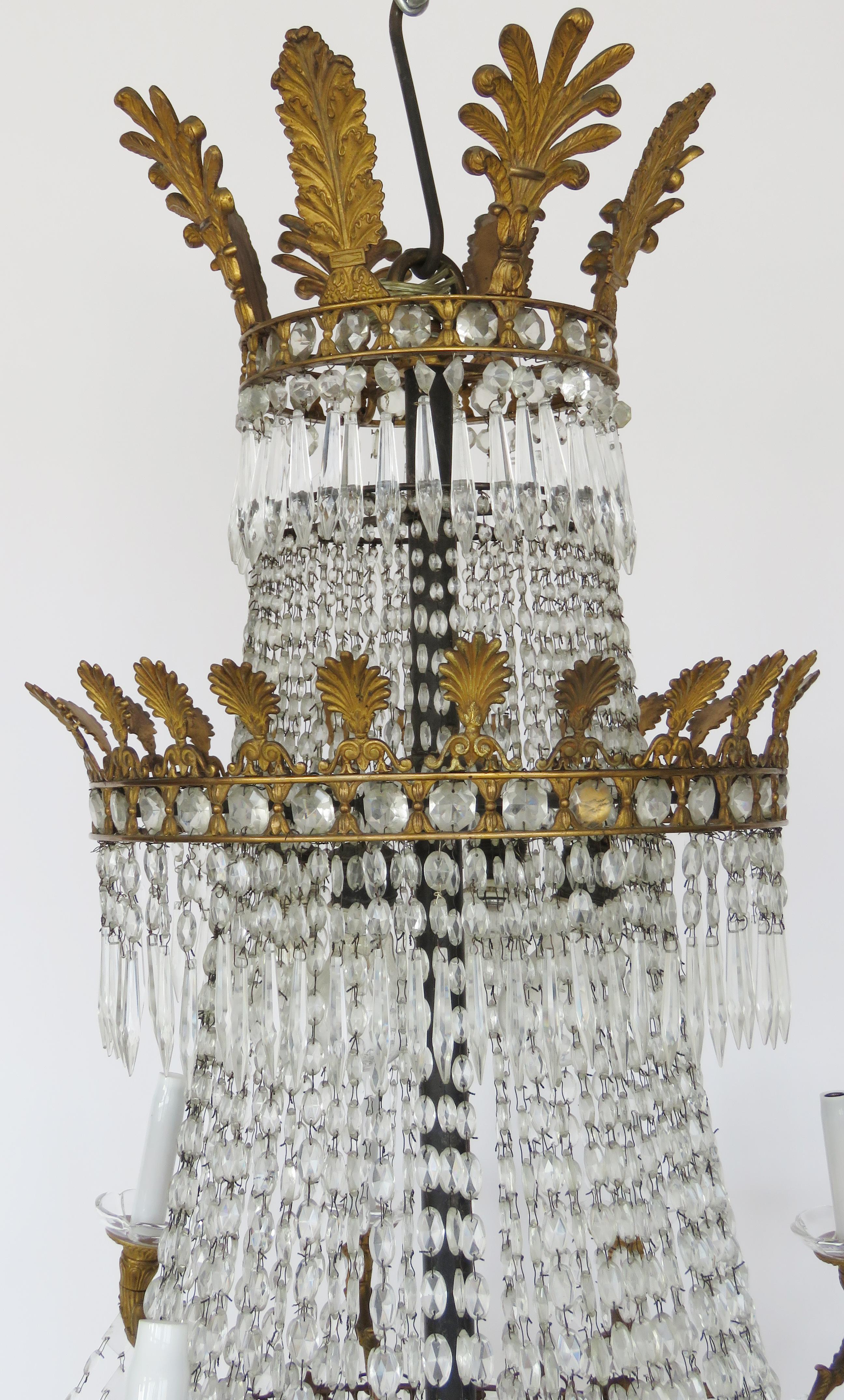 Mid-19th Century 19th Century Empire Baccarat Style Gilt Bronze and Crystal Chandelier, 24 Lights For Sale