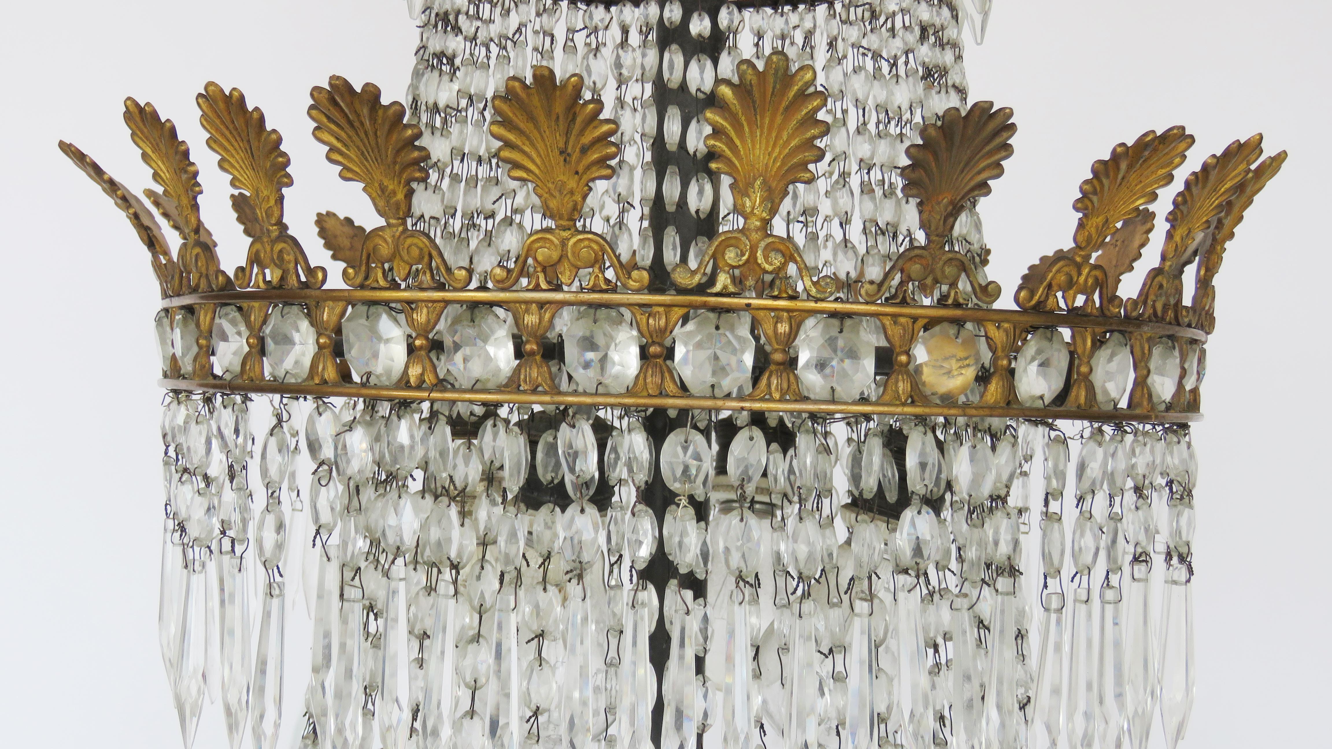 19th Century Empire Baccarat Style Gilt Bronze and Crystal Chandelier, 24 Lights For Sale 2