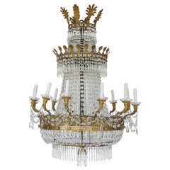 19th Century Empire Baccarat Style Gilt Bronze and Crystal Chandelier, 24 Lights