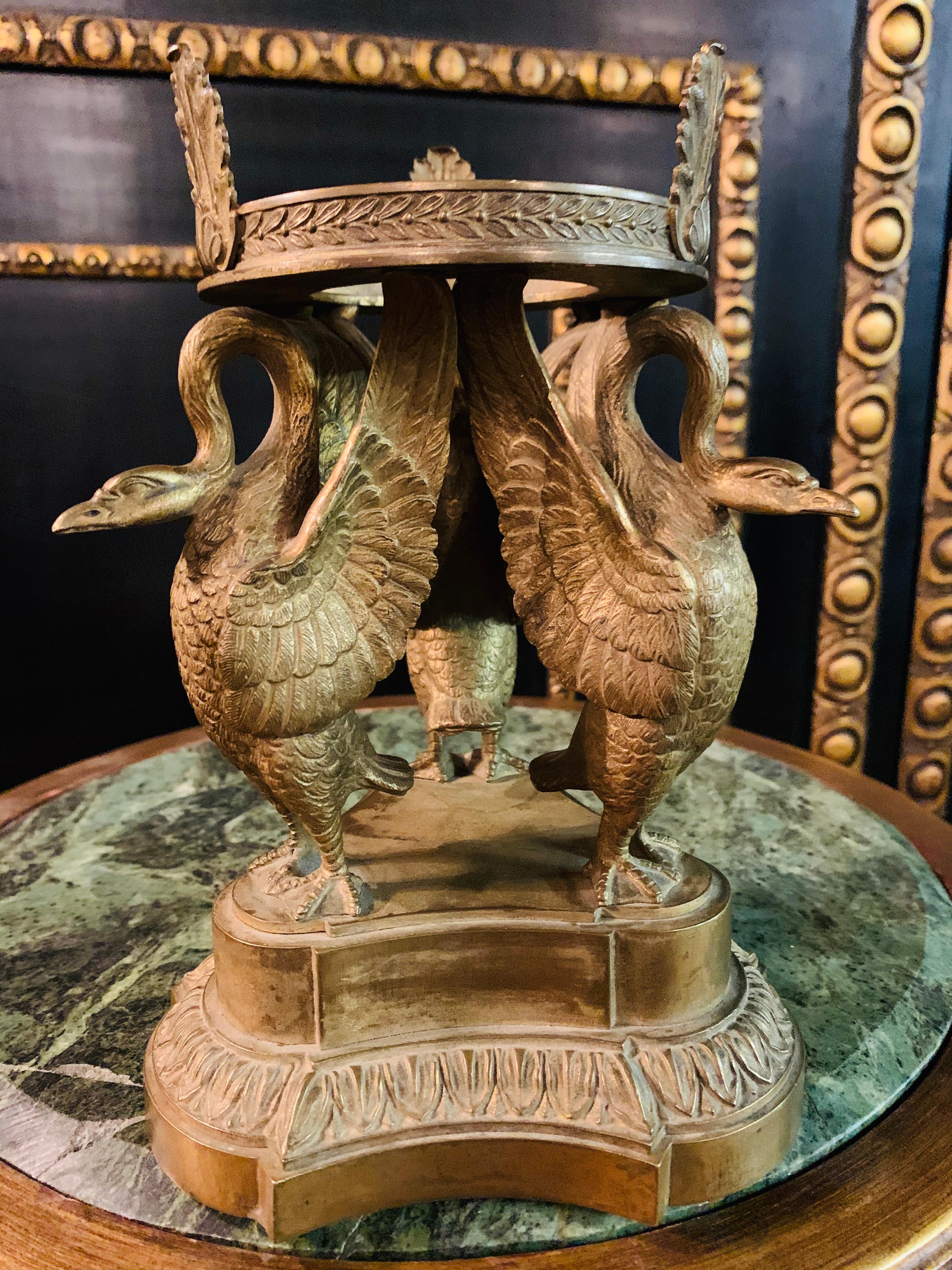 French 19th Century Empire Base in Bronze with Swans
