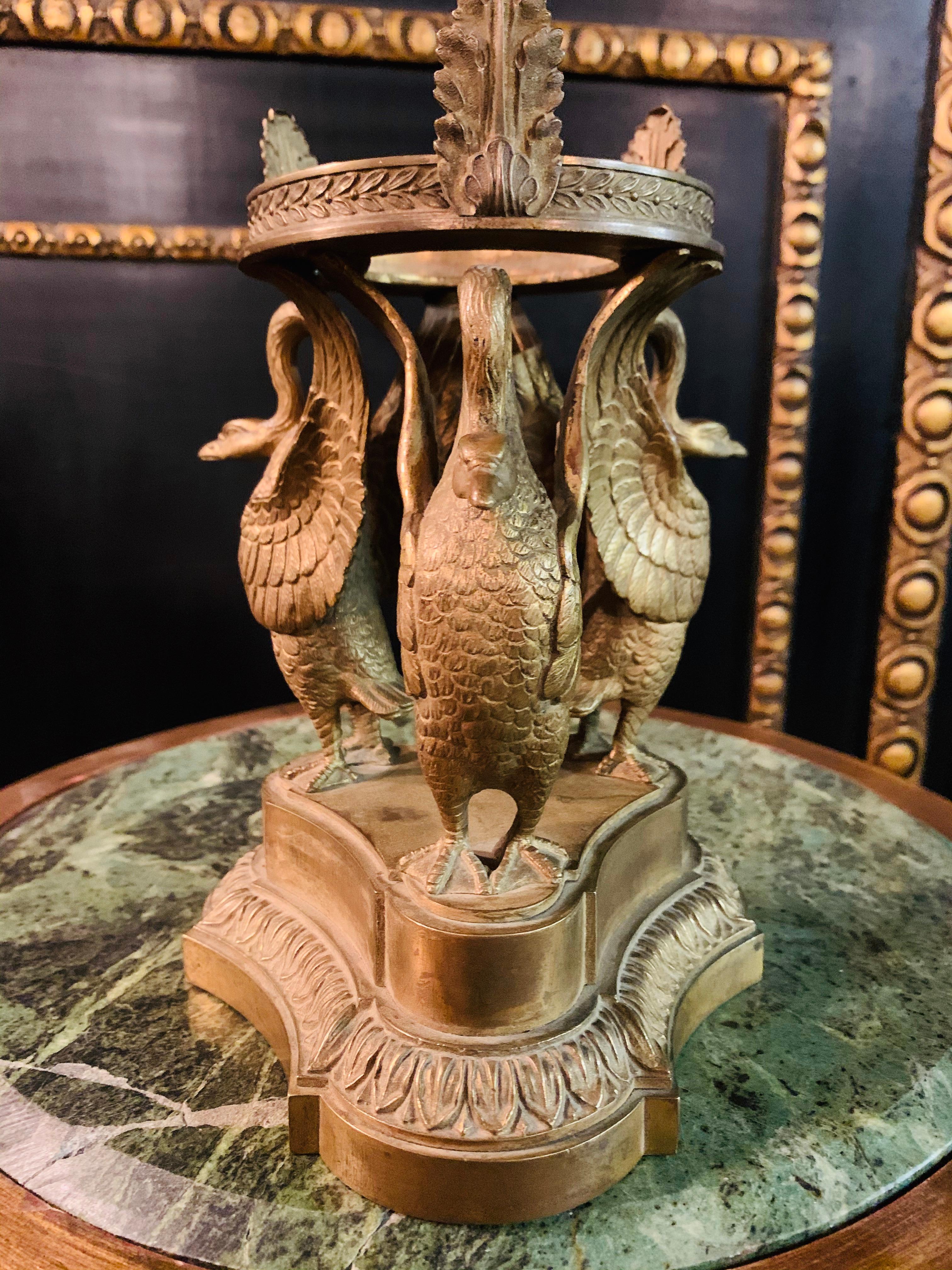 19th Century Empire Base in Bronze with Swans 1
