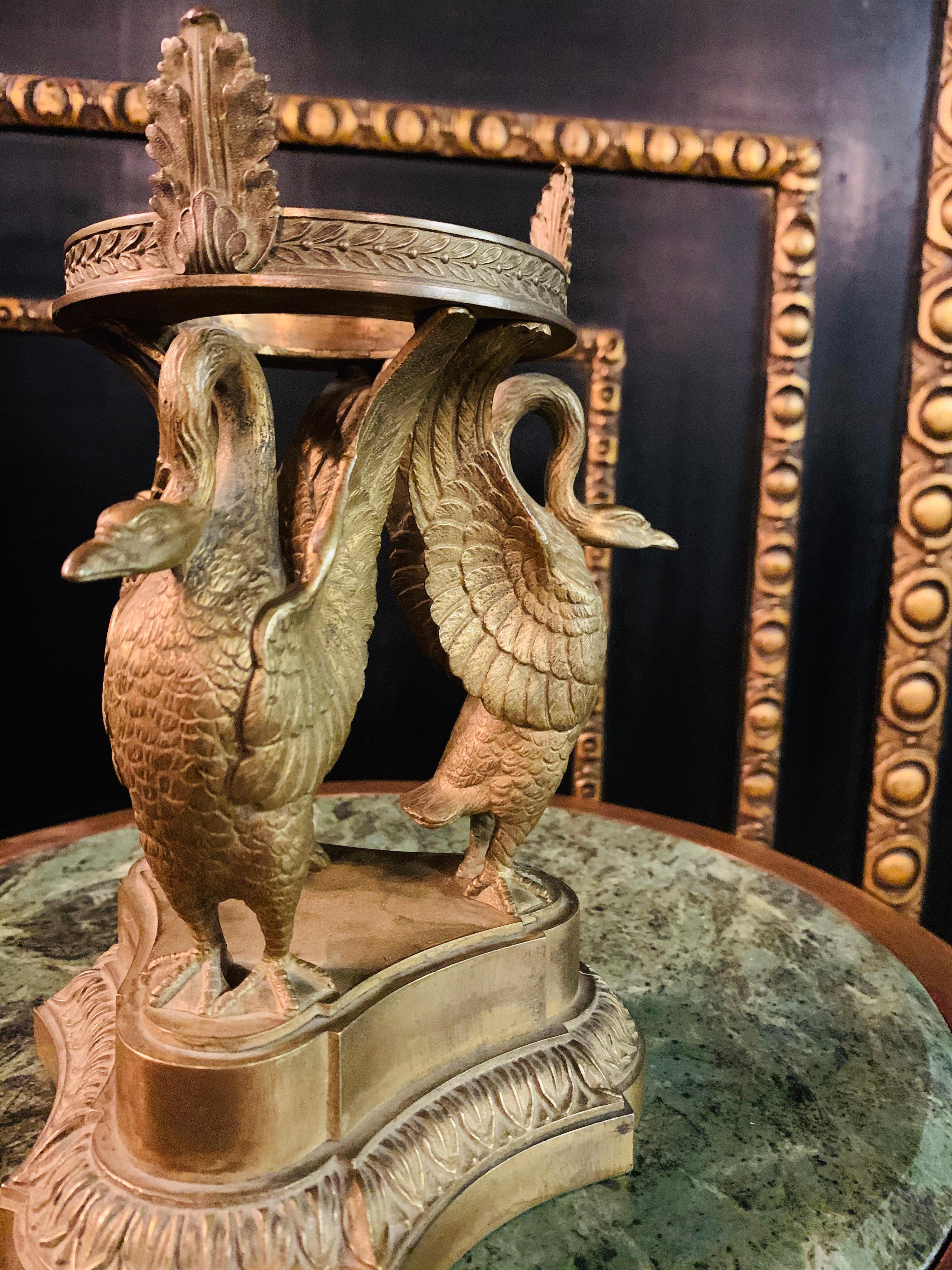 19th Century Empire Base in Bronze with Swans 3