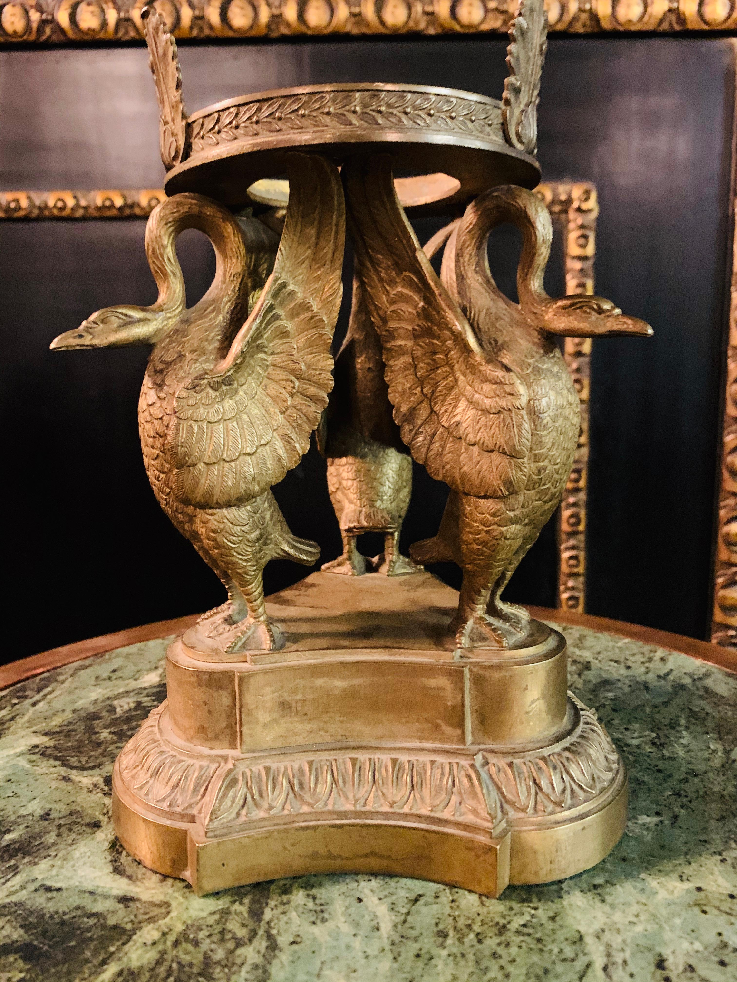 19th Century Empire Base in Bronze with Swans In Good Condition In Berlin, DE