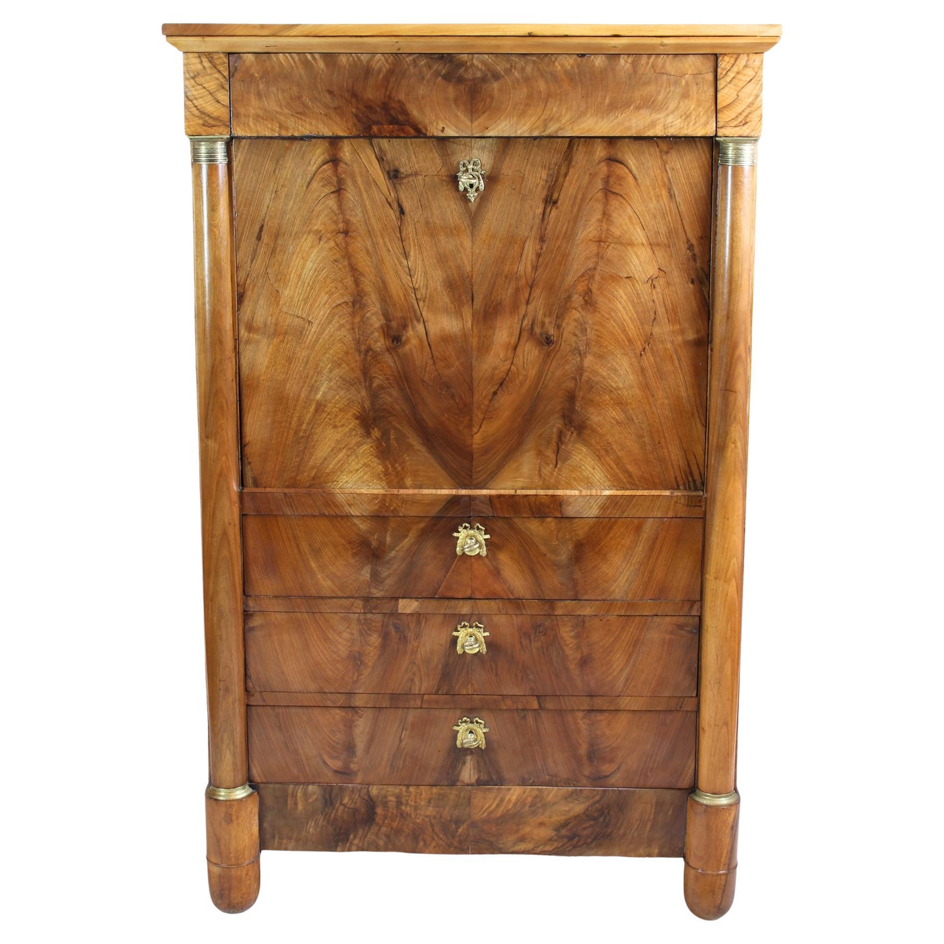 19th Century Empire / Biedermeier Walnut Secretaire  For Sale