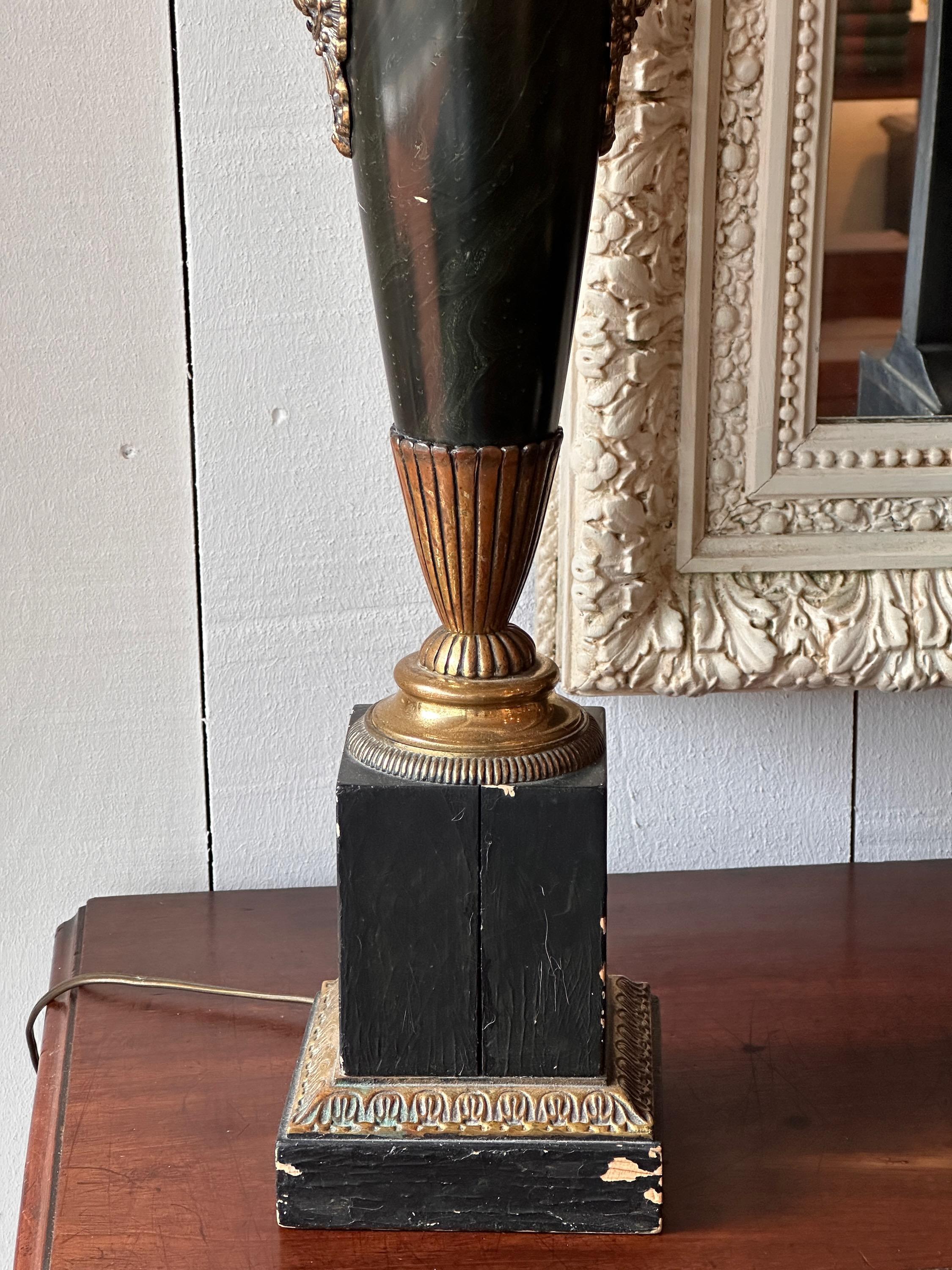 19th Century Empire Brass and Giltwood Lamp In Good Condition For Sale In Charlottesville, VA