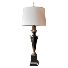 19th Century Empire Brass and Giltwood Lamp
