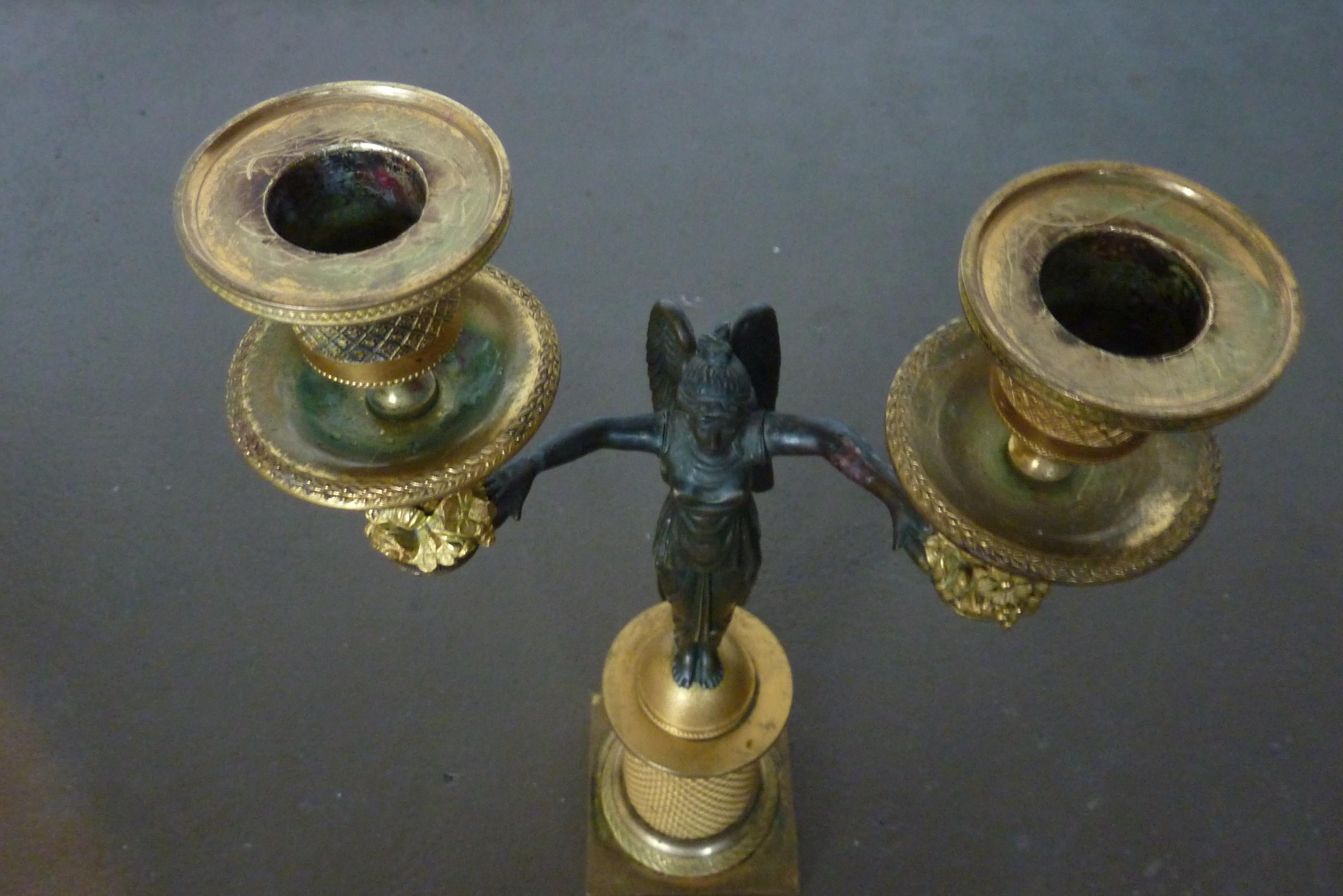 19th Century Empire Bronze Fire-Gilded Candlestick In Good Condition In Groningen, NL